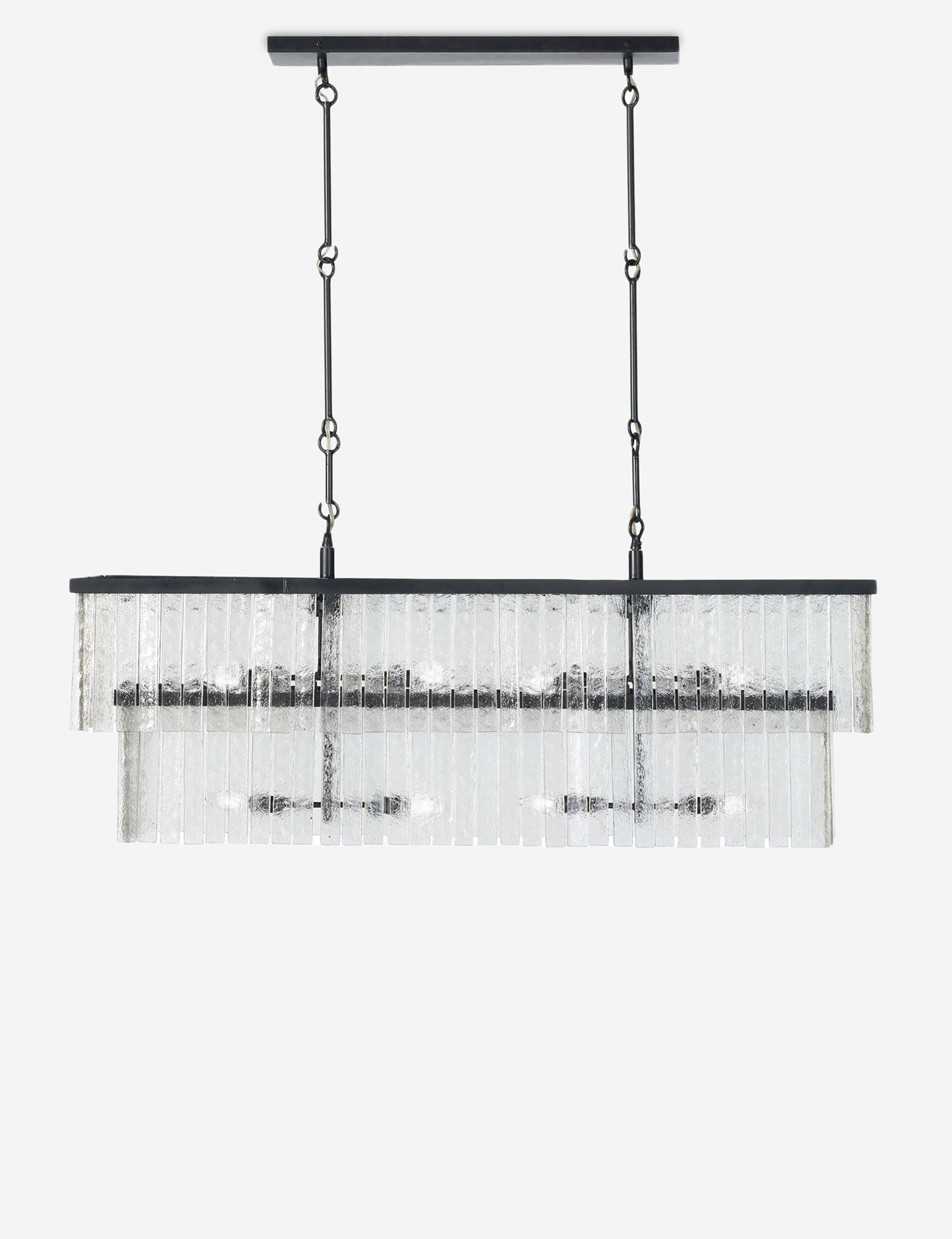 Gleason Modern Linear Chandelier - 6-Light LED Crystal Pendant Lighting Fixture for Dining Room, Kitchen Island & Bedroom - Sleek Contemporary Design with Adjustable Hanging Length