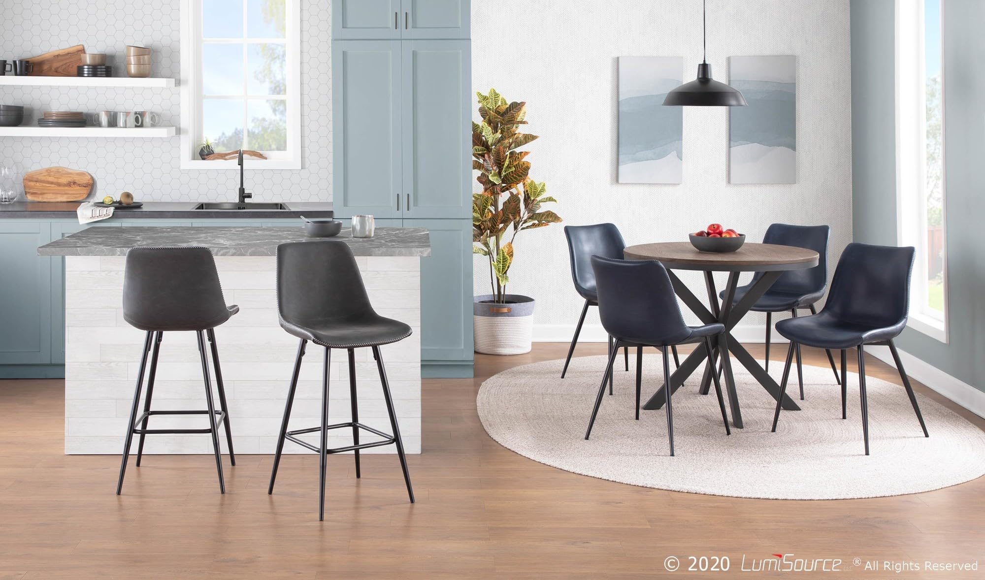 LumiSource Durango Upholstered Dining Chairs Set of 2 - Modern Kitchen & Dining Room Chairs with Padded Seat for Comfortable Meals, Entertaining & Family Gatherings