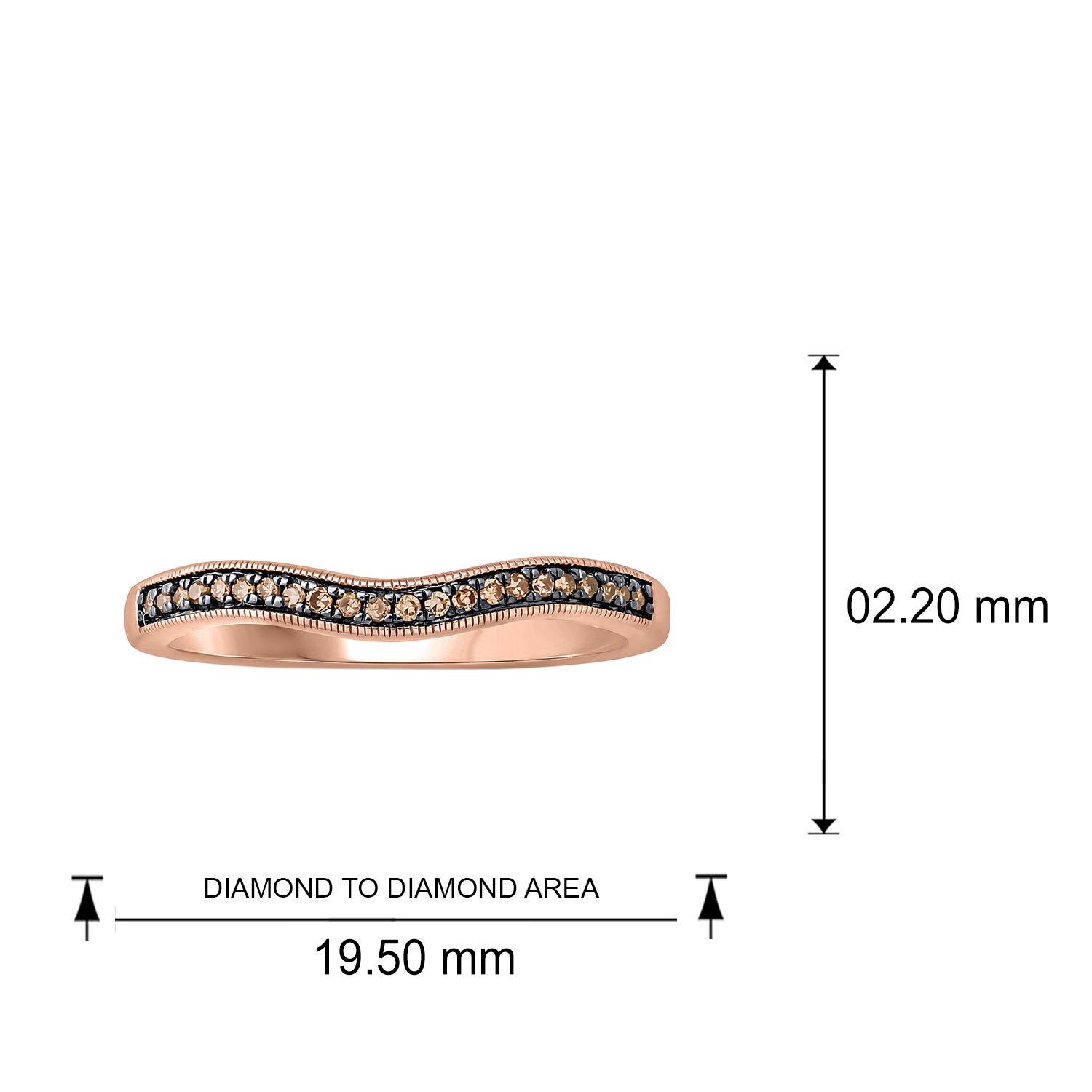 1/10 CT Natural White & Champagne Diamond Stacking Ring for Women - 10K Rose or White Gold Wedding Band, Anniversary Jewelry Gift | Elegant Diamond Accent Ring for Everyday Wear, Date Nights & Special Occasions