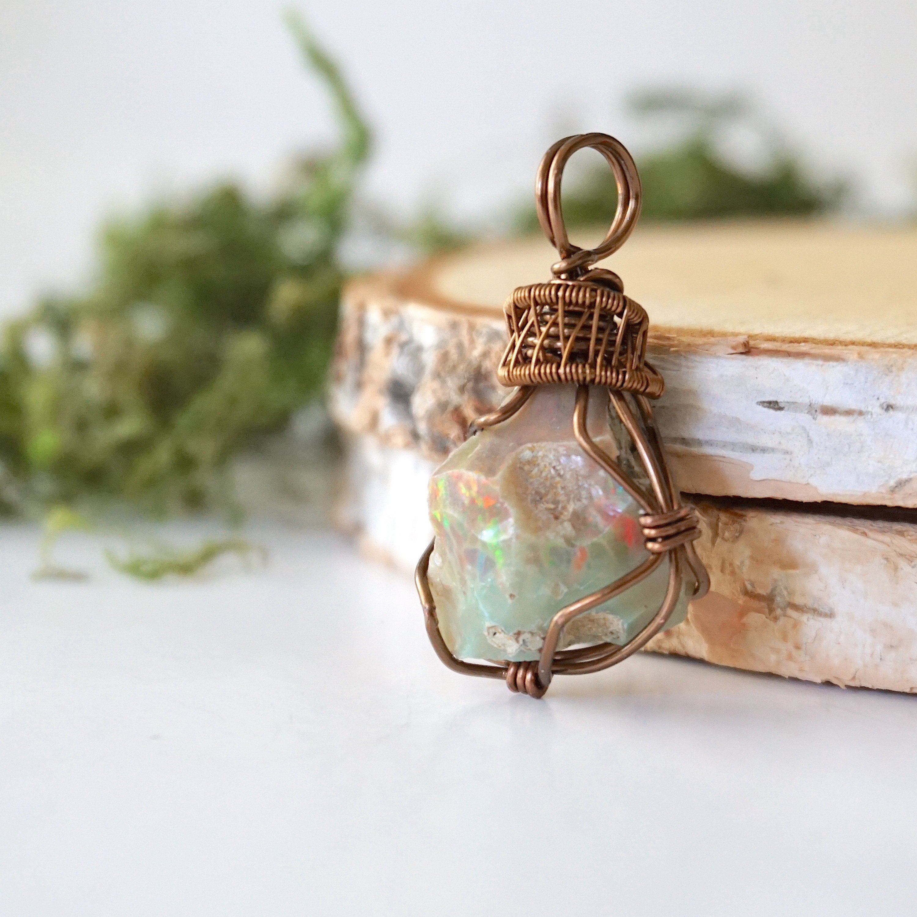 Antique Bronze Fire Opal Pendant Necklace for Women - Elegant Handmade Jewelry Gift for Birthday, Anniversary & Special Occasions