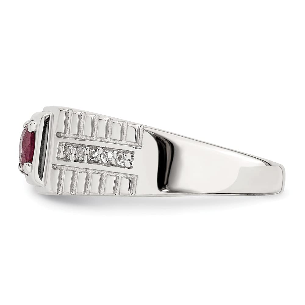 925 Sterling Silver Men's African Ruby & White Topaz Ring - Handcrafted Fine Jewelry for Men, Wedding Band, Anniversary Gift, Birthday Present for Him - Perfect for Special Occasions & Everyday Wear