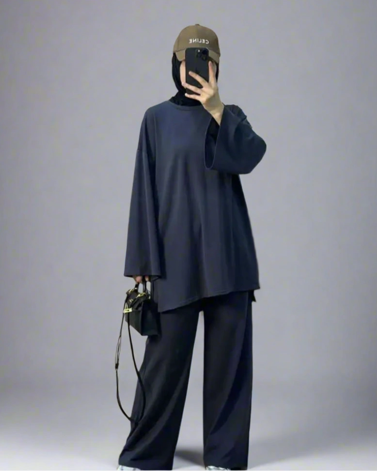 2-Piece Muslim Women's Outfit - Modest Daily Wear Tops & Pants Set for Prayer, Work & Casual Occasions