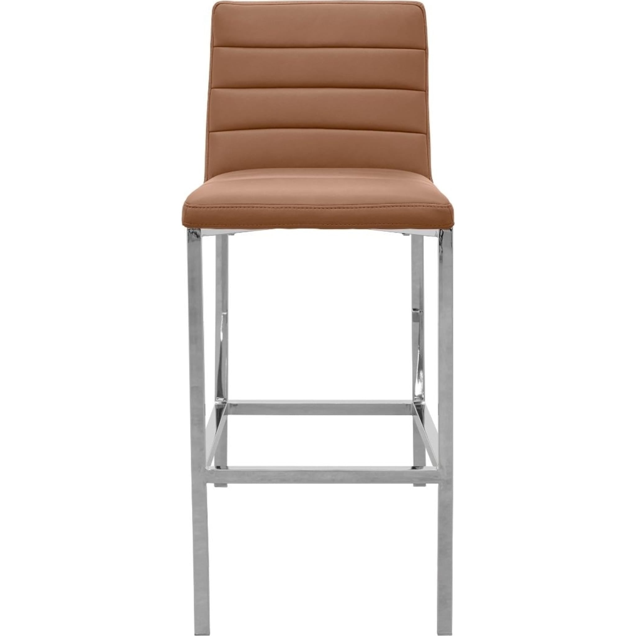 Amalfi Metal Bar Stool with Cognac Leather Seat - Modern Counter Height Stool for Kitchen Island, Breakfast Bar & Home Decor