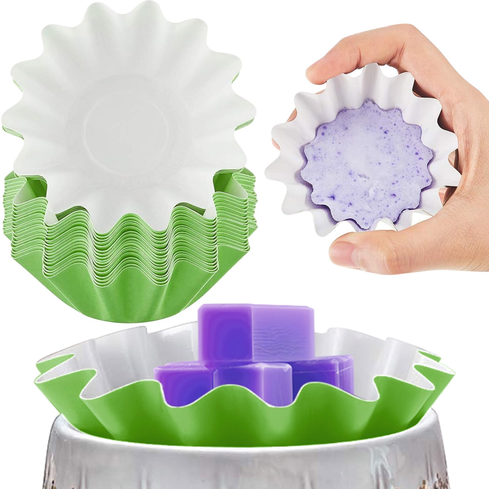 Eco-Friendly Reusable Wax Warmer Liners - Leakproof Containers for Scented Candles & Electric Wax Melters (50-Pack, Green) | Perfect for Home Aromatherapy, Spa Relaxation & Gift Giving