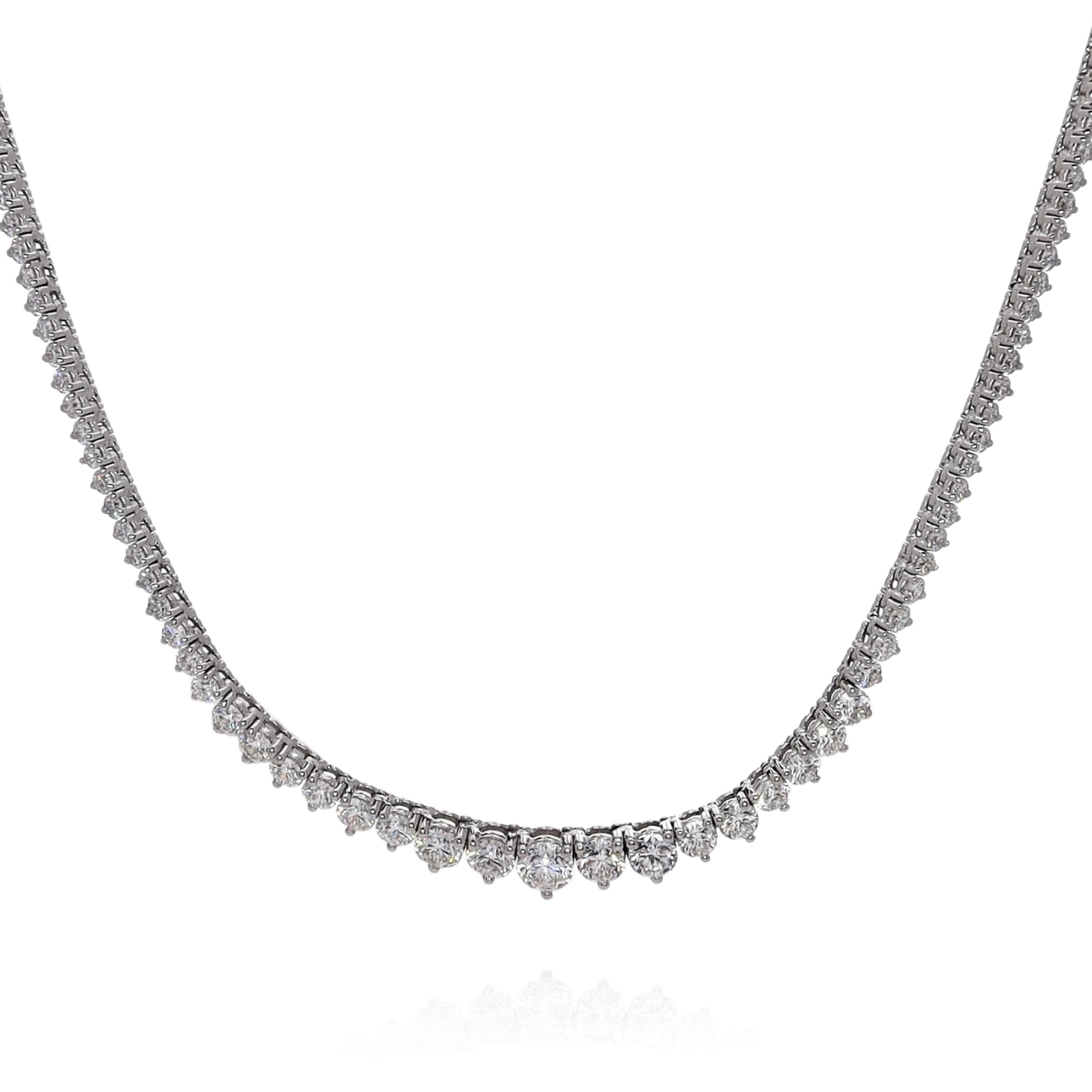 14K White Gold 8.73 Carat Diamond Riviera Necklace for Women - Elegant Bridal Jewelry & Anniversary Gift - Perfect for Weddings, Parties & Special Occasions
