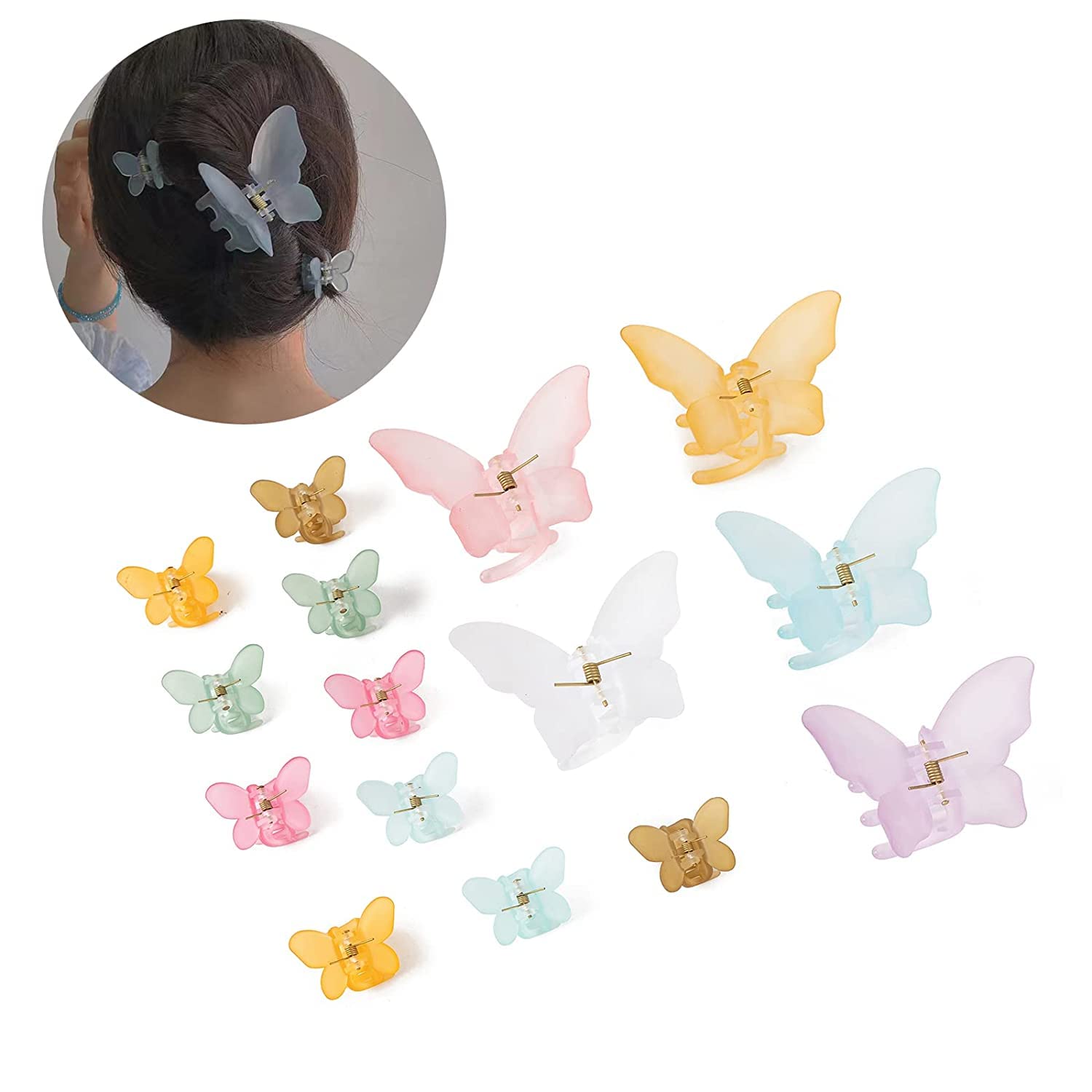 Bakefy 6-Pack Small Butterfly Hair Claw Clips for Women & Girls - Decorative Barrettes, Jaw Clips with Bow Design - Perfect for School, Parties, Weddings and Everyday Hairstyling