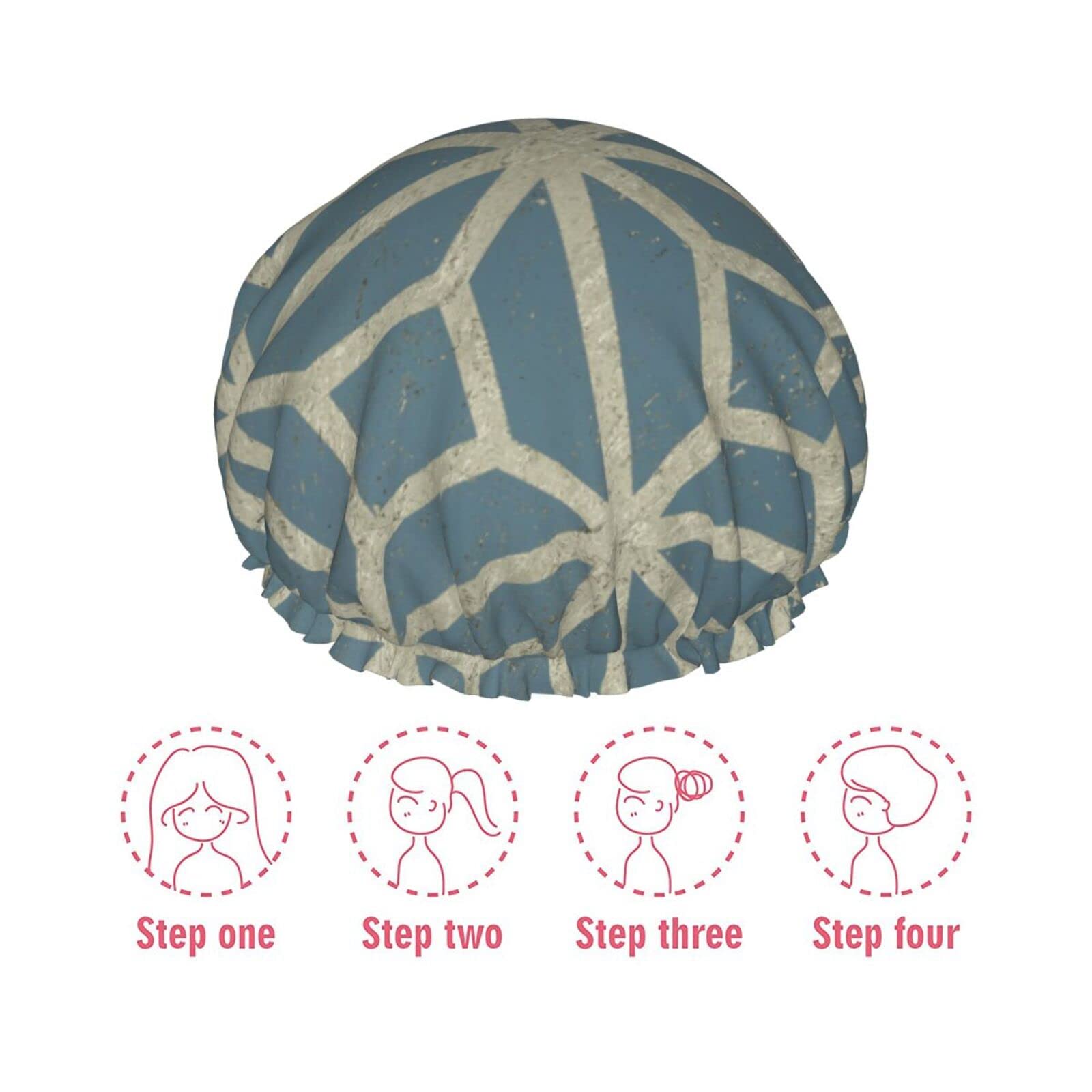 Waterproof Reusable Shower Cap for Women - Coral Pattern Double Layer Bathing Hair Cap | Shower, Spa, Swimming & Hair Care Protection