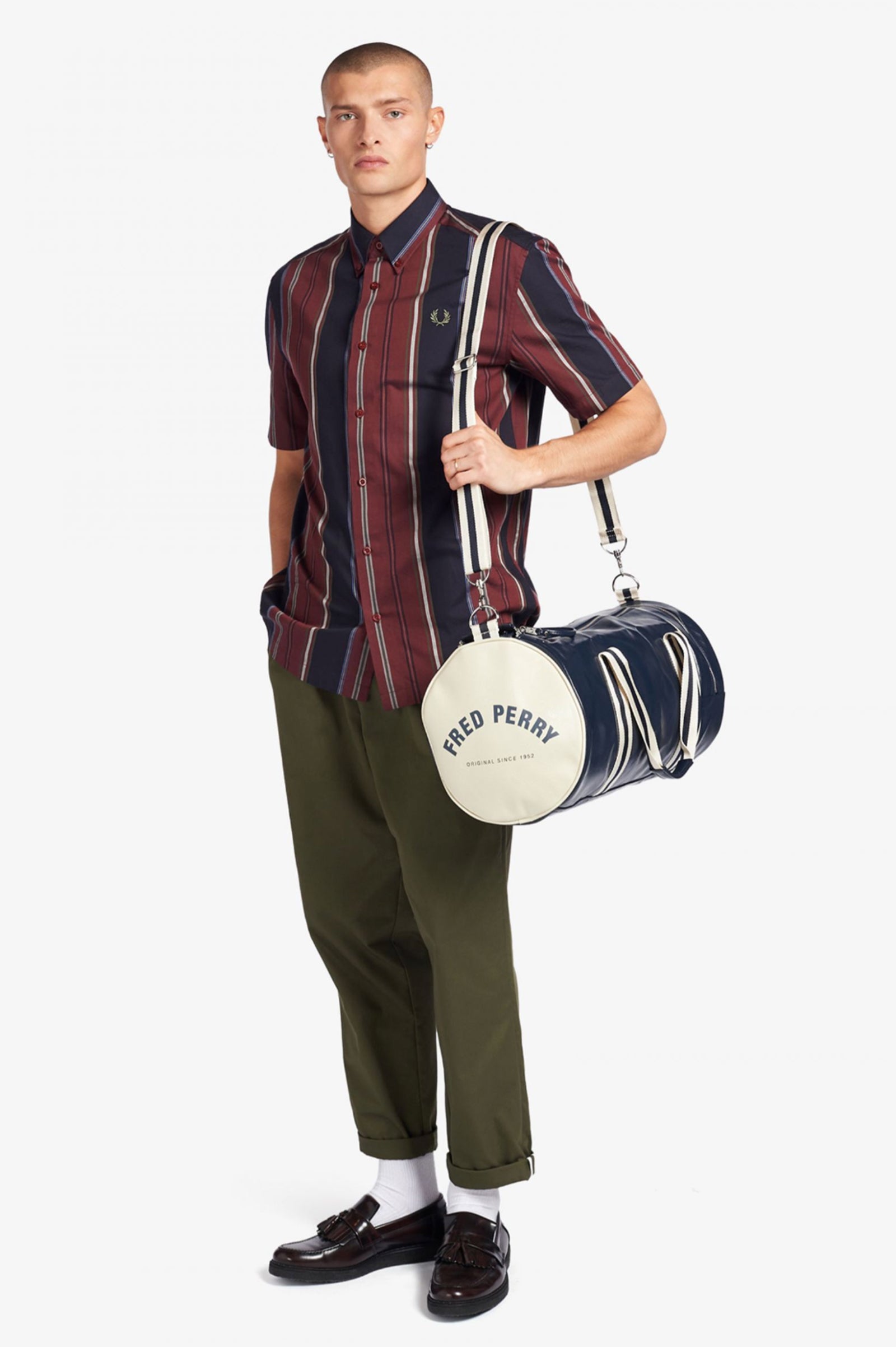 Fred Perry Classic Barrel Bag - Stylish & Durable Crossbody Bag for Men & Women | Perfect for Travel, Work & Everyday Use