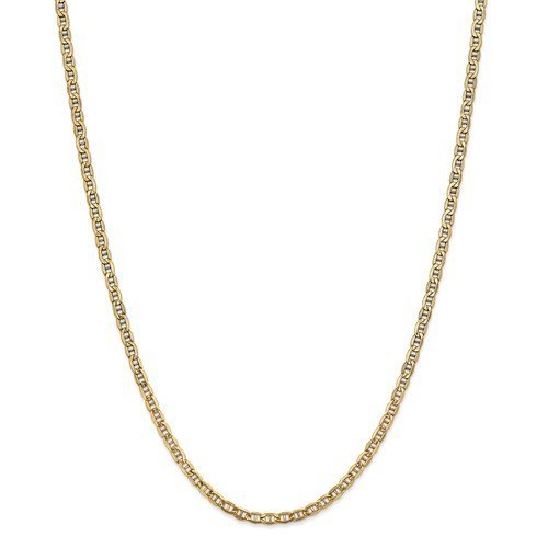 14K Yellow Gold 3.2mm Semi-Solid Anchor Chain Necklace - 4 Adjustable Lengths - Perfect for Layering, Everyday Wear & Gift Giving