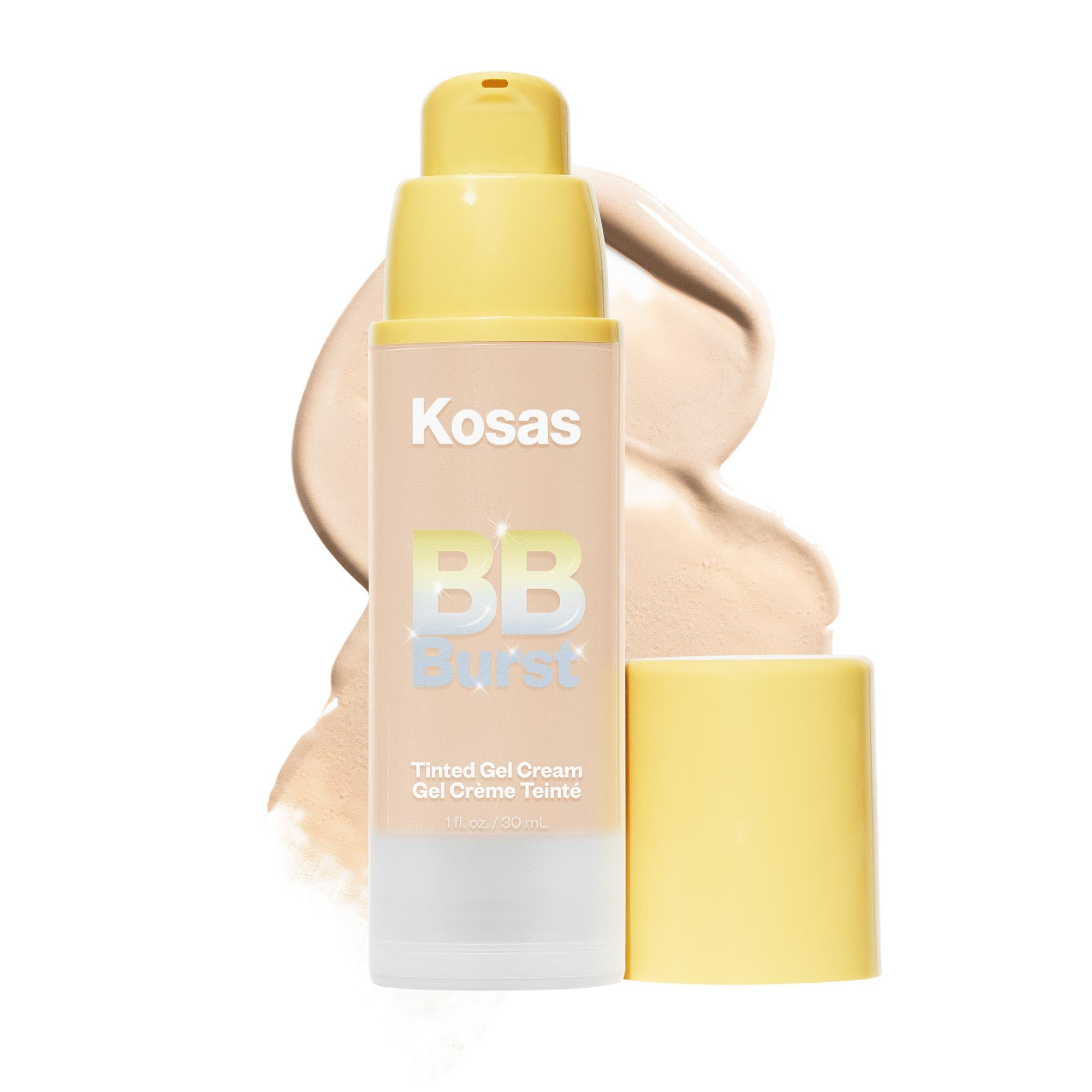 Kosas BB Burst Tinted Face Gel Cream - Lightweight Buildable Coverage, Hydrating & Moisturizing, Smooths Skin & Supports Collagen - Light Neutral 12 (1 Oz/30 ML) - Perfect for Daily Wear, Natural Makeup Looks & On-The-Go Touch Ups