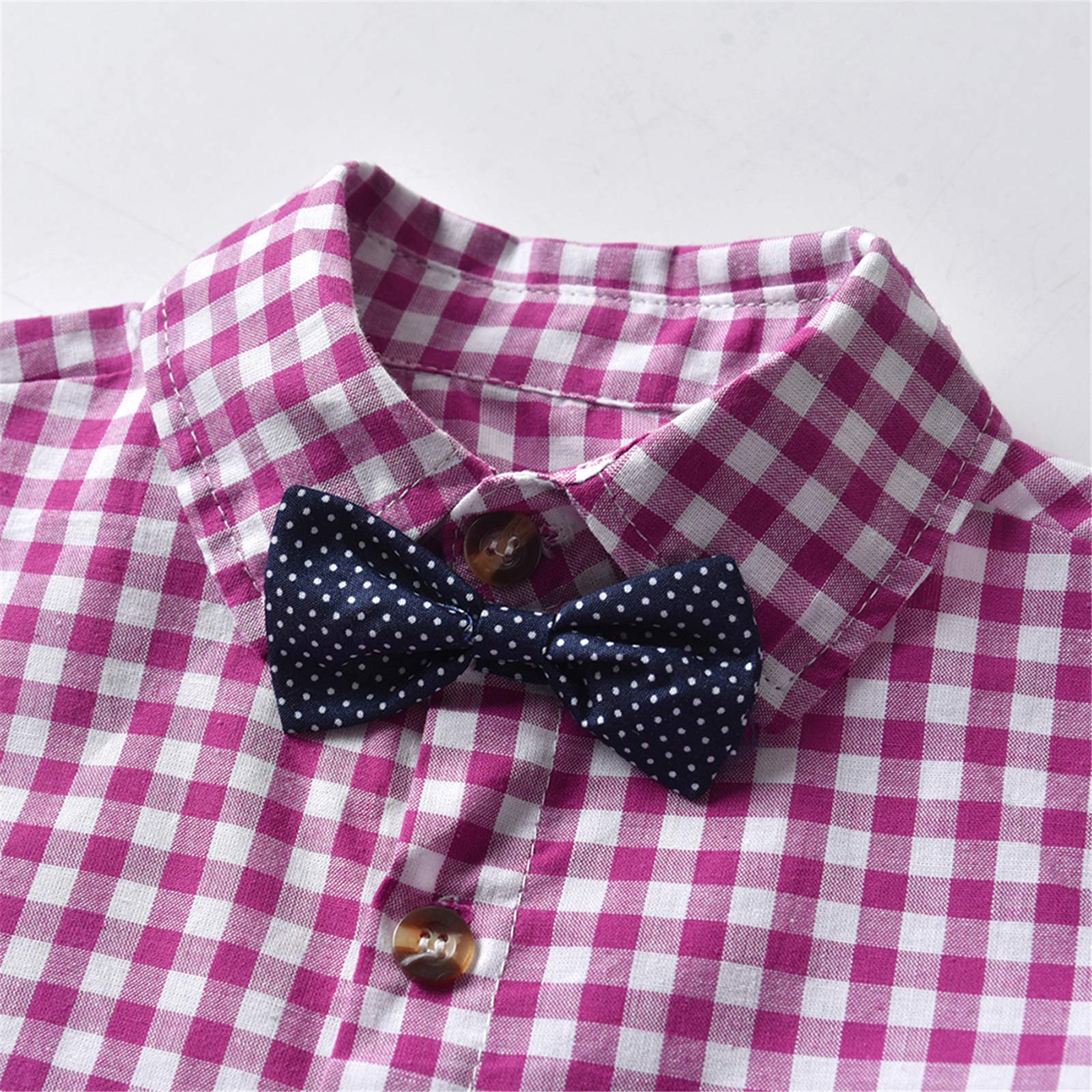 SANGTREE Baby Boys Formal Outfit Set - Dress Shirt, Bow Tie & Suspenders Shorts for 6 Months to 8 Years | Perfect for Weddings, Parties & Special Occasions