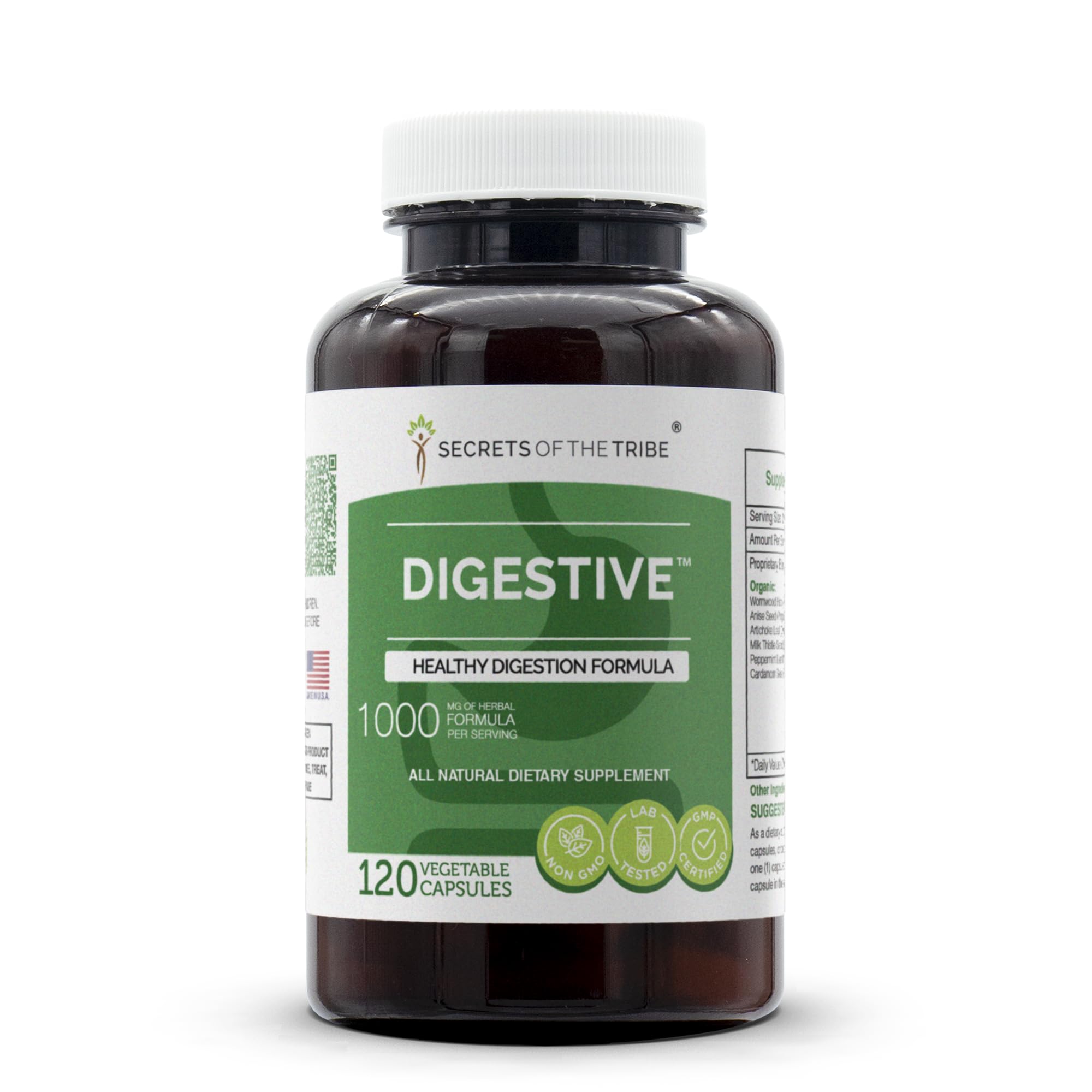 Secrets of the Tribe - Herbal Digestive Supplement for Healthy Digestion, Natural Gut Support Formula with Probiotics & Enzymes (120 Capsules) - Relieve Bloating, Gas & Improve Nutrient Absorption