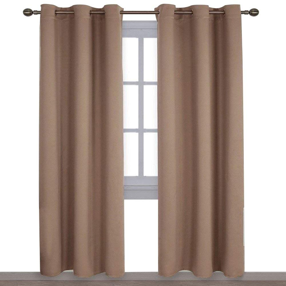 EcoDrapes Blackout Curtains - Thermal Insulated Room Darkening Grommet Drapes for Bedroom & Living Room (2 Panels, Cappuccino, 42x84 Inches) - Perfect for Home Theater, Nursery & Light Sleepers
