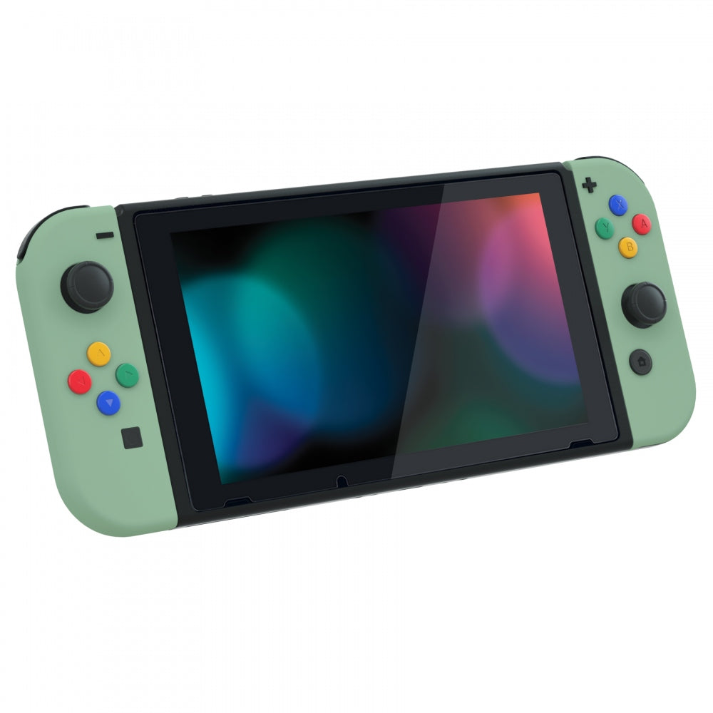 eXtremeRate Matcha Green Back Plate & Joycon Housing for Nintendo Switch - DIY Replacement Shell with Colorful Buttons | Perfect for Gaming Enthusiasts & Custom Console Modders