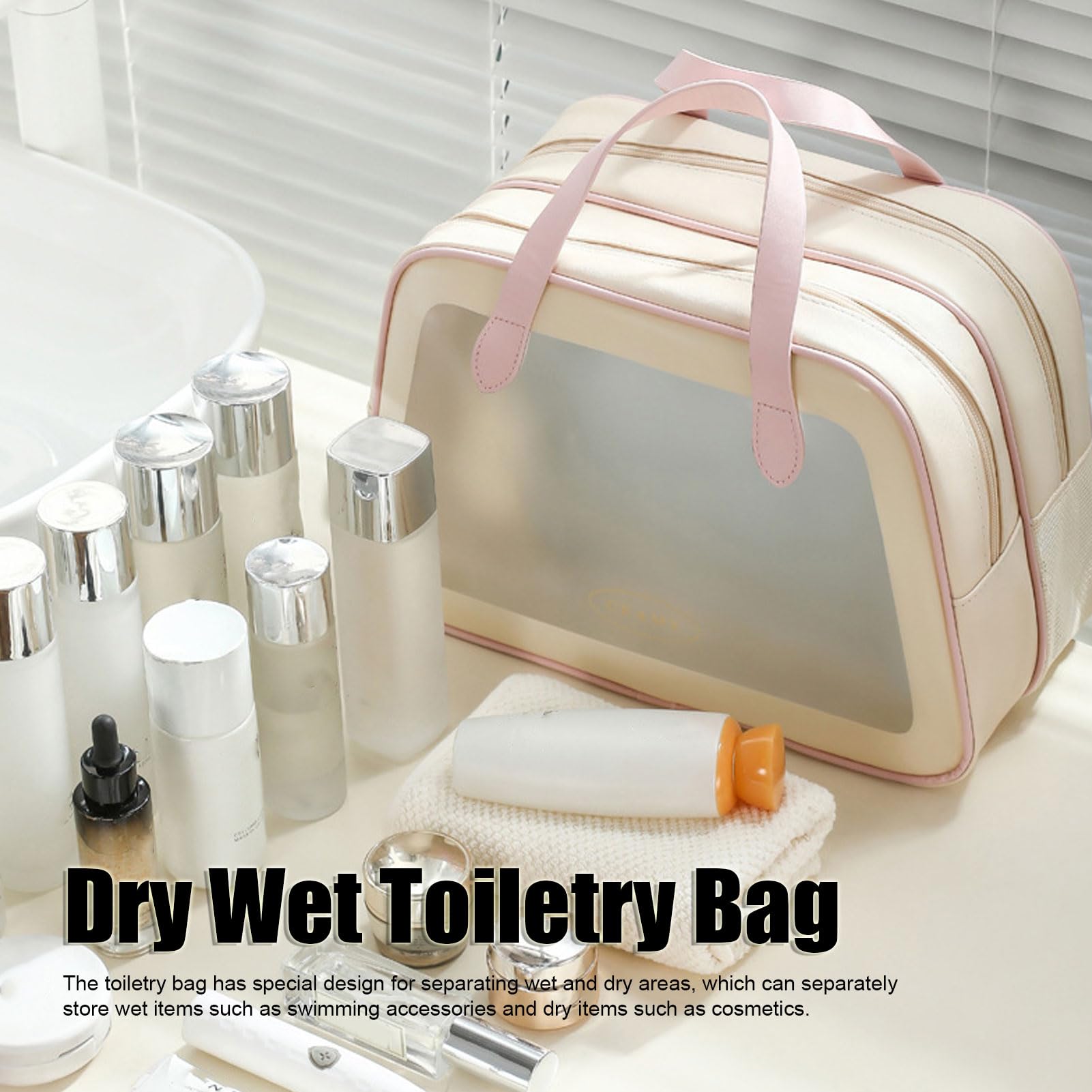 Matte Translucent Toiletry Bag - Waterproof Cosmetic Organizer for Travel & Camping