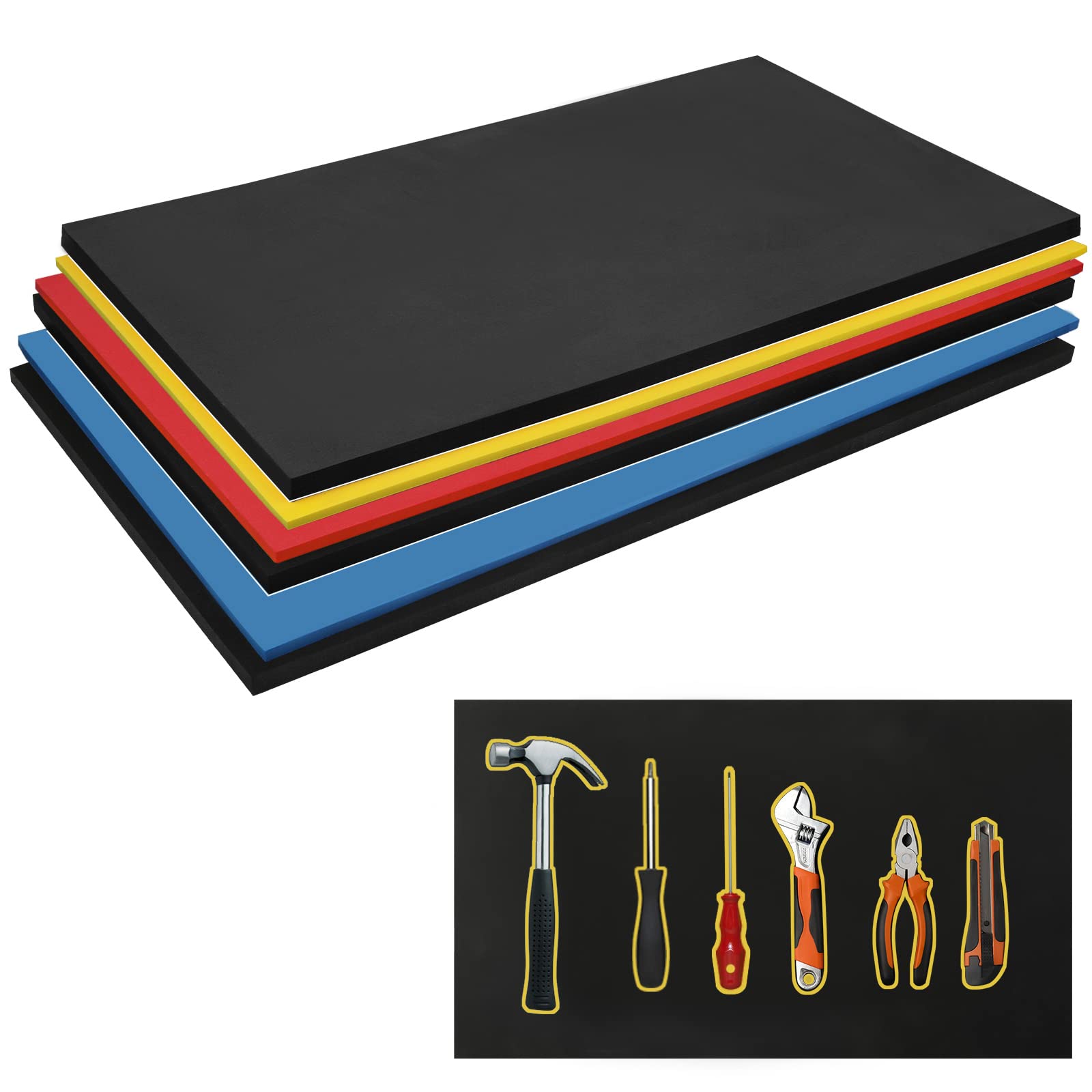 3 Sets Non-Slip EVA Foam Tool Box Organizer & Drawer Liner Mat (10.6