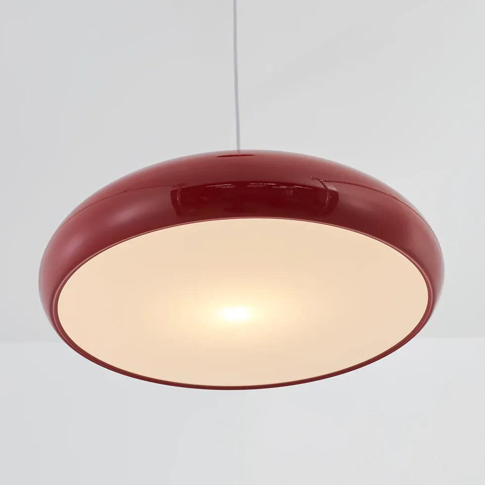 Modern Single Head Pendant Light with Glossy Disc Shade - Sleek Ceiling Lighting for Dining Room, Kitchen Island & Bedroom Decor