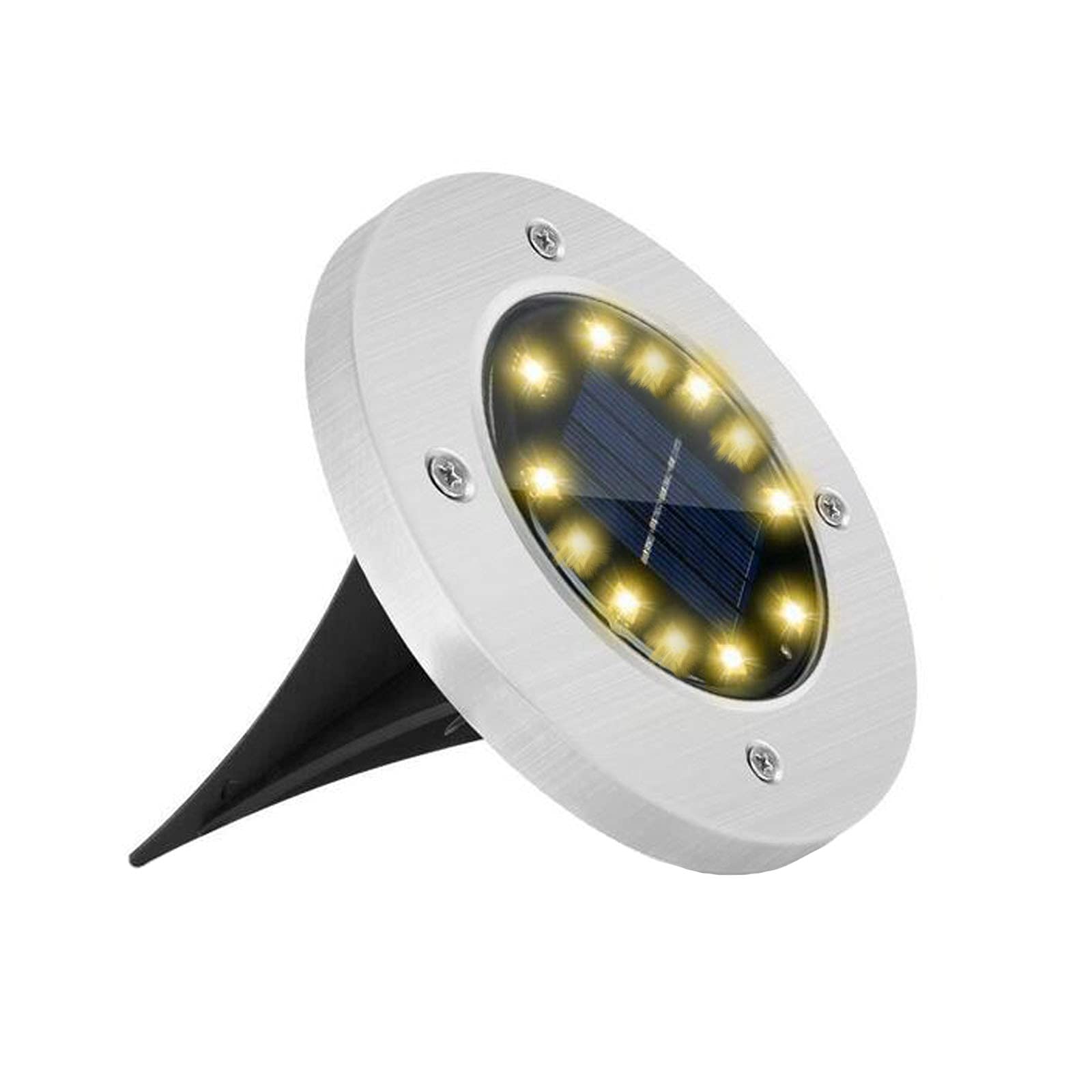 Comigeewa 12 LED Solar Lights Outdoor - Silver Frosted Waterproof Solar Ground Lights for Garden, Pathway, Yard, Patio & Landscape Lighting