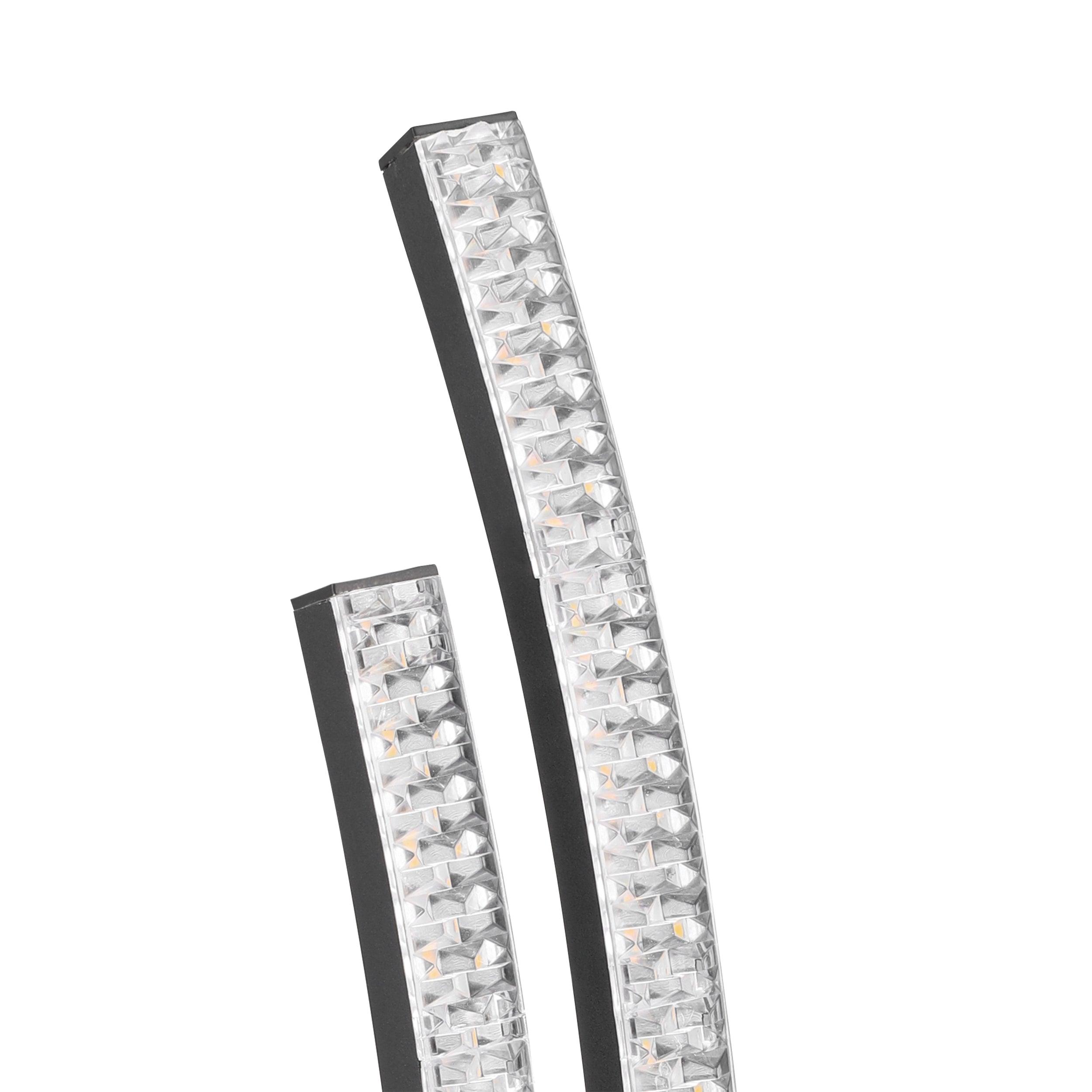 Eglo Lejias Black Curved Plastic Crystal LED Table Lamp - Modern Home Office Lighting for Bedroom, Living Room & Study Desk Decor