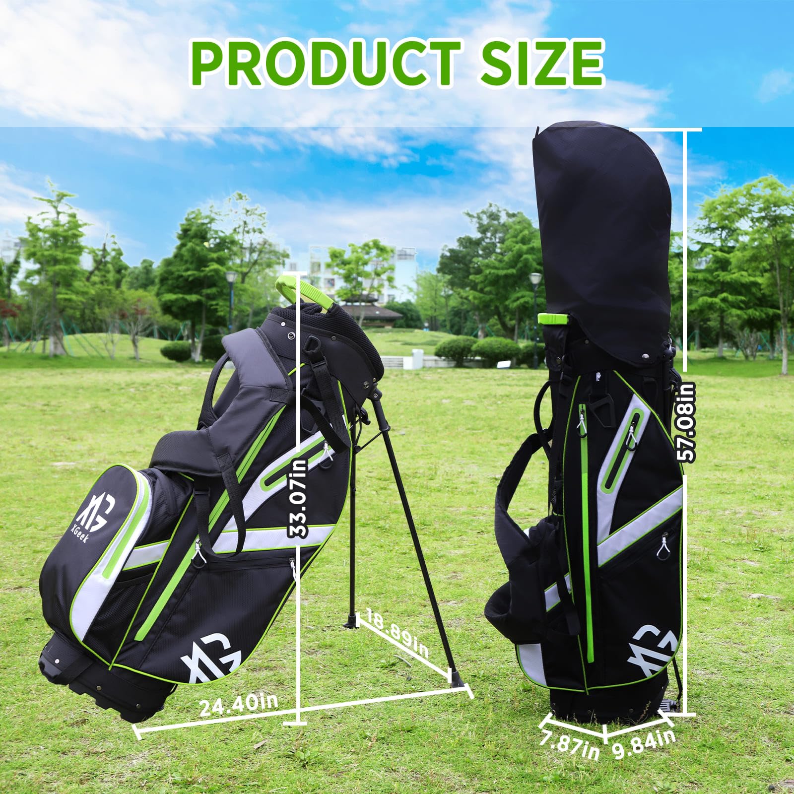 XDriveMax Lightweight Golf Stand Bag with Double Strap, Rain Cover & Accessories - Premium Golf Club Bag for Men & Women - Perfect for Course Play, Travel & Practice Sessions