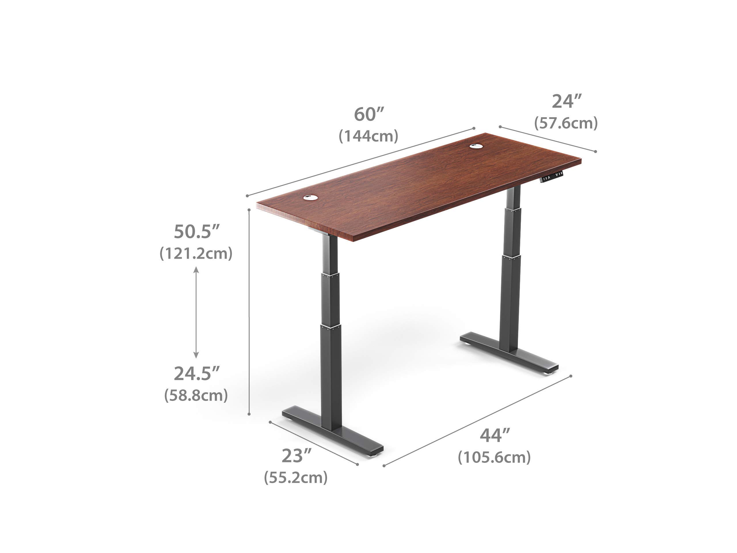 60-Inch Electric Height Adjustable Standing Desk with Dual Motors - Black Frame & Walnut Top for Home Office, Gaming, and Workspace Ergonomics