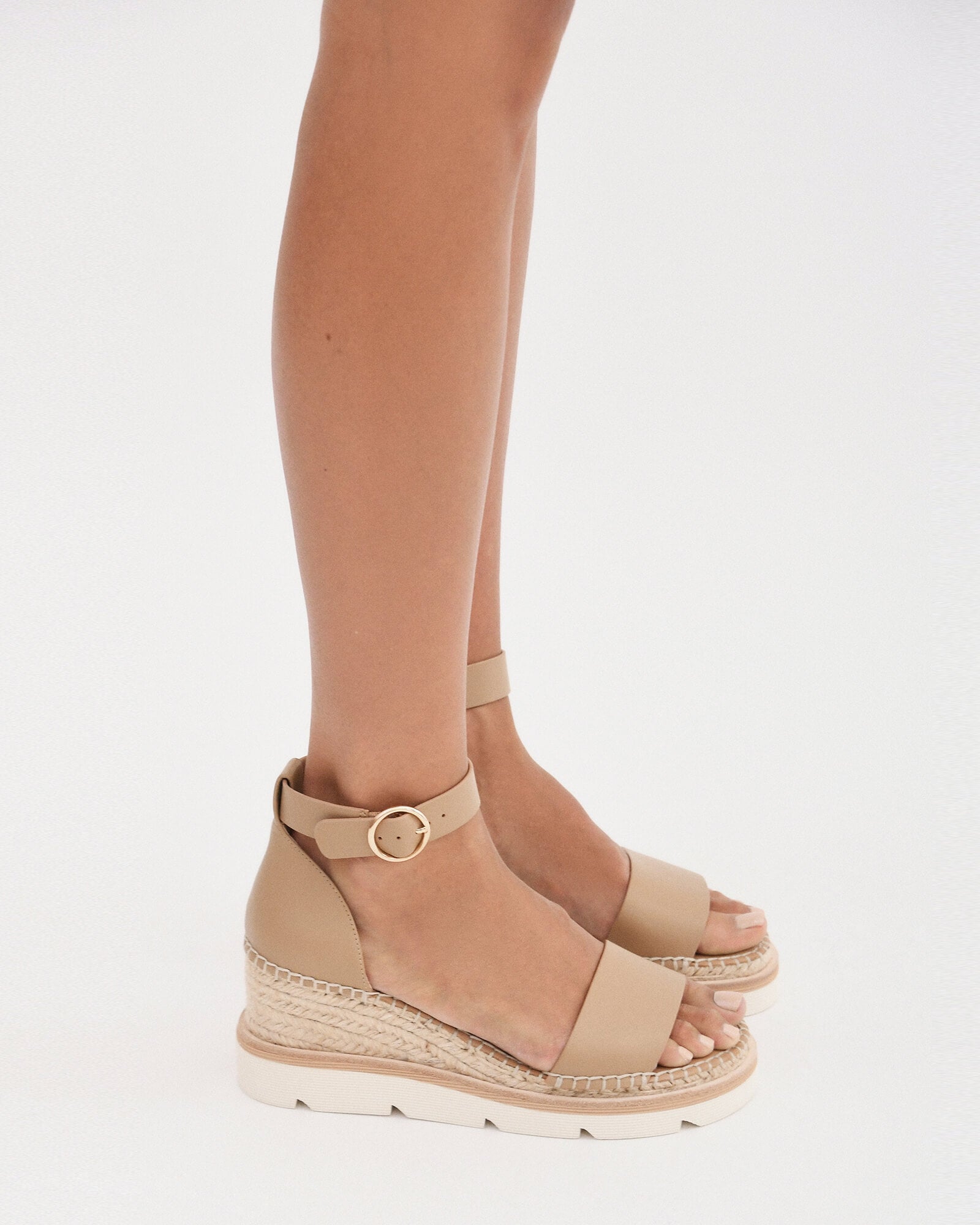 Kelly Women's Tan Leather Mid Heel Wedge Sandals - Comfortable & Stylish for Work, Parties & Summer Outings