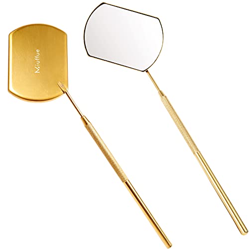 60mm Extra Large Lash Mirror for Eyelash Extensions - Detachable Stainless Steel Makeup Mirror with Stand (Gold) - Perfect for Professional Lash Artists & Home Beauty Routines