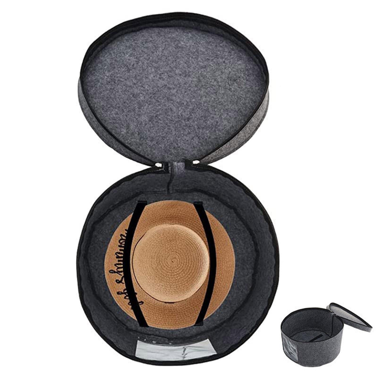 Foldable ZEKKLE Hat Storage Box with Dustproof Lid - Travel & Home Use