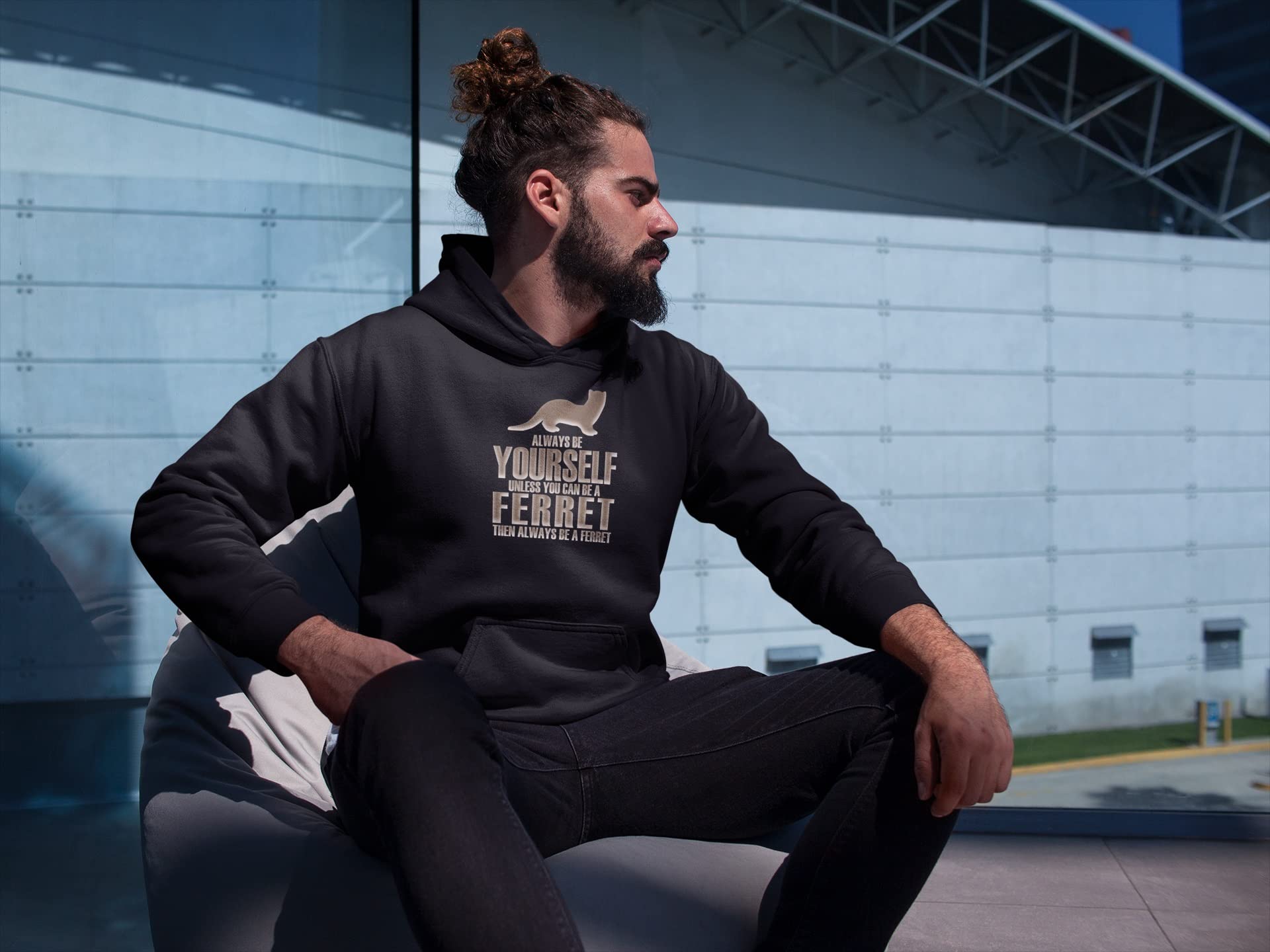 Always Be Yourself Ferret Black Adult Hoodie - Cozy Pullover Sweatshirt for Men & Women - Perfect for Casual Wear, Street Style & Outdoor Activities