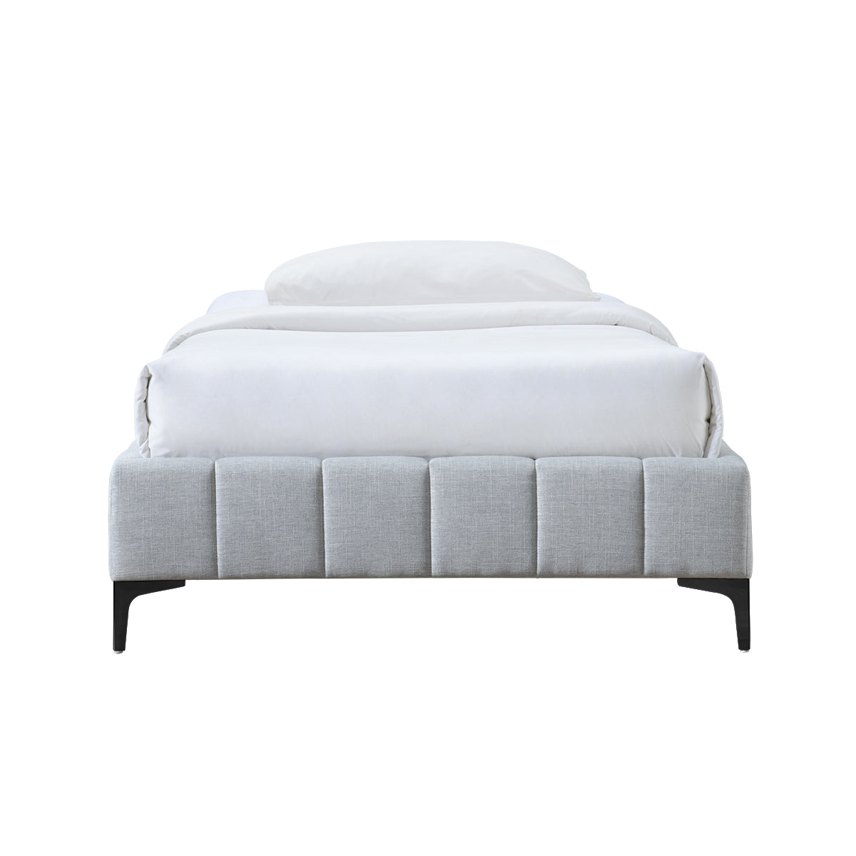 Georgia Fabric King Single Bed Frame - Sturdy & Stylish Platform Bed with Wooden Slats for Home, Bedroom, Guest Room, Dorm - Easy Assembly & Modern Design