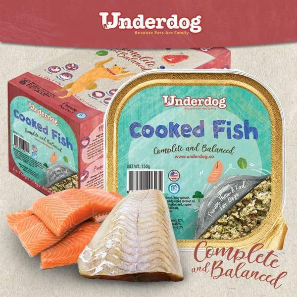 Premium Underdog Cooked Fish Dog Food - Alaskan Pollock & Salmon Blend - Fresh Frozen 1.2kg - Healthy Protein for Dogs - Perfect for Mealtime & Training Treats