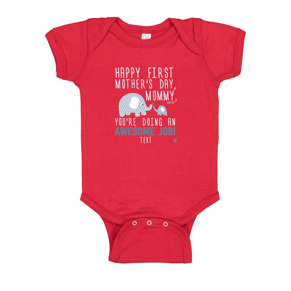 Personalized Baby Bodysuit - Blue Elephant Design for First Mother's Day - Perfect Gift for New Moms & Baby Showers