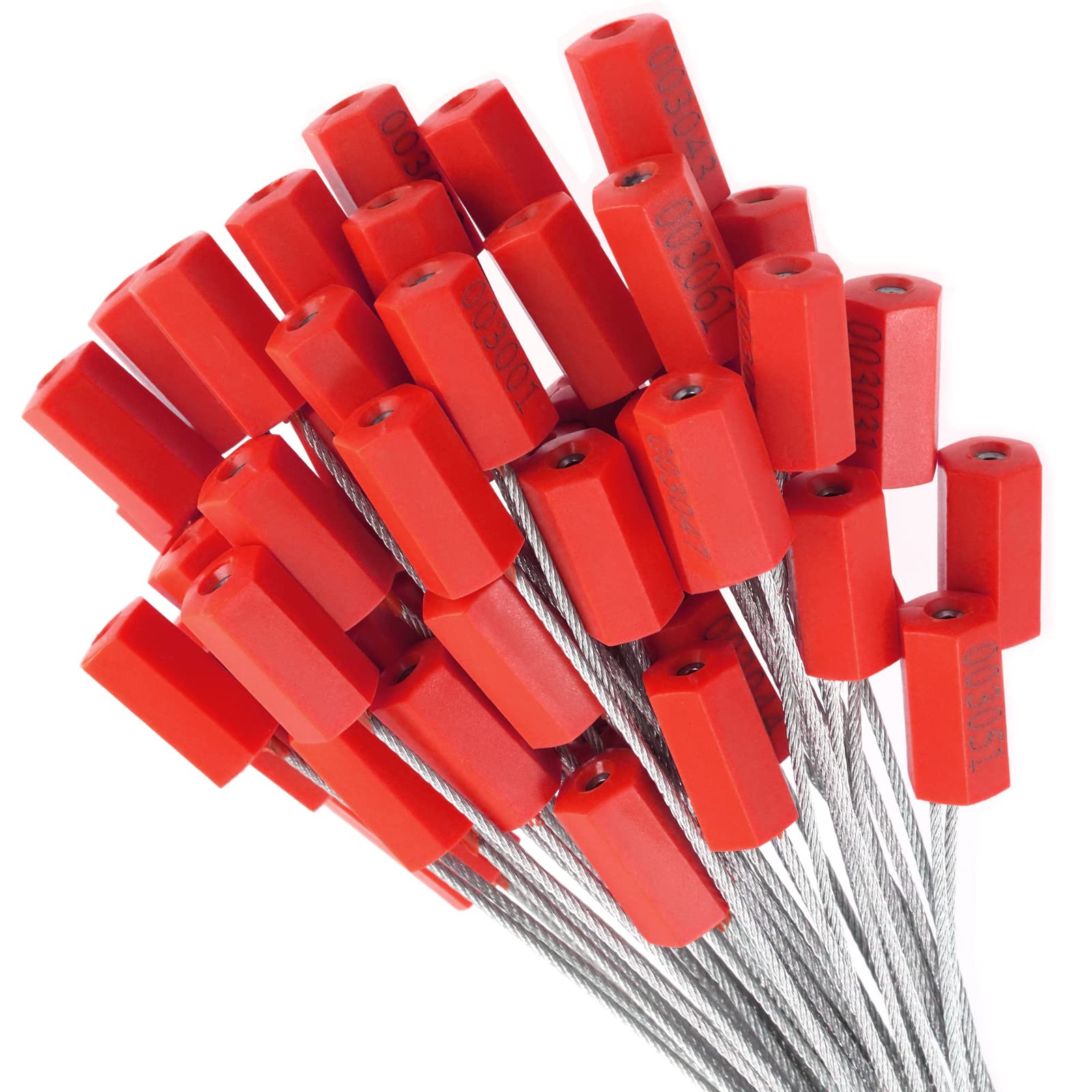 50Pcs High Security Steel Cable Seals - Anti-Tamper Numbered ABS Self-Locking Shipping Tags for Truck, Trailer & Container (Red) | Heavy Duty Transport Security Seals for Logistics, Warehousing & Cargo Protection