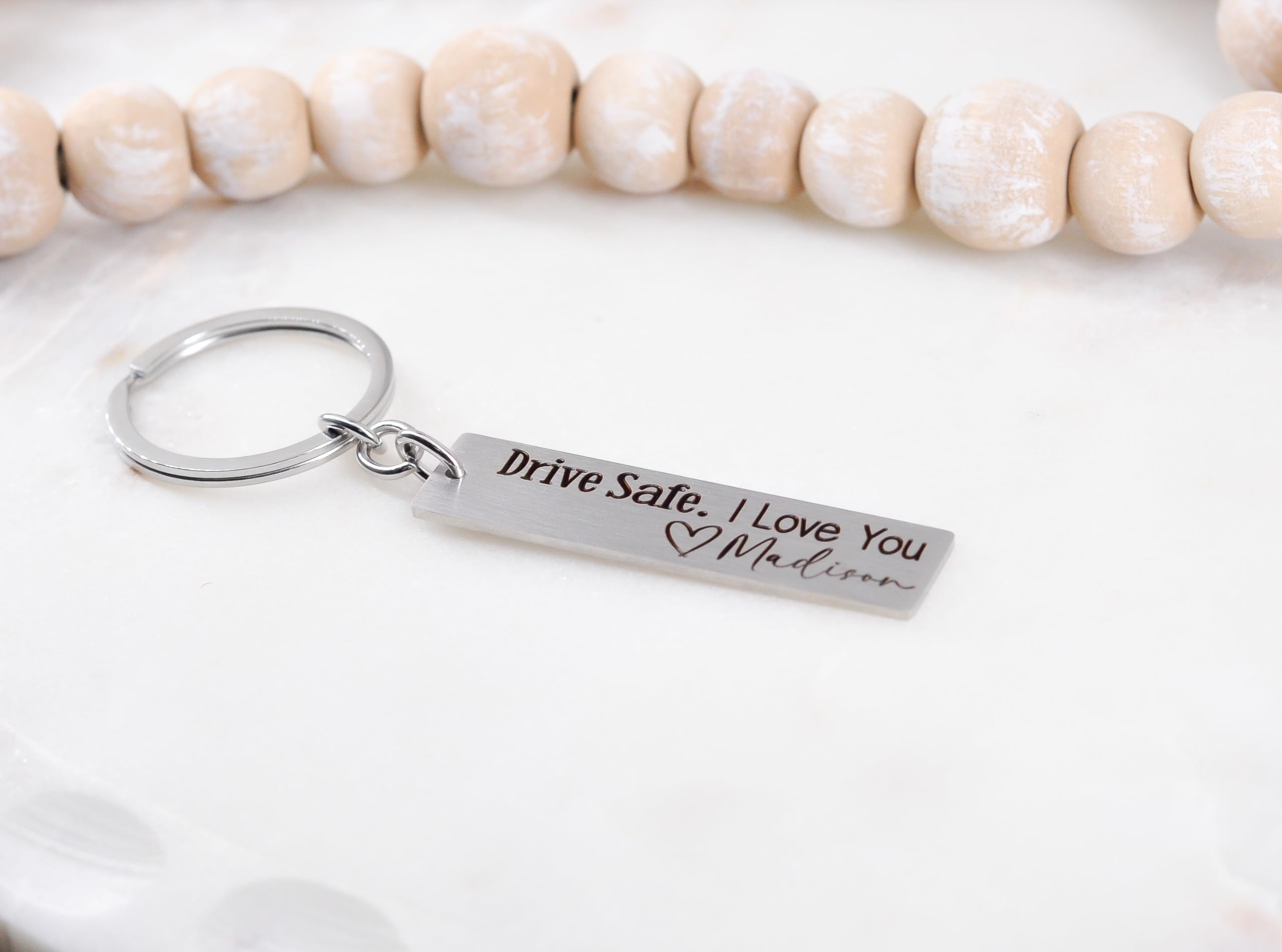 Custom Drive Safe Keychain - Personalized Birthday Gift for Husband, New Car Gift, Sweet 16 Present - Engraved 'I Love You' Message - Perfect for Safe Driving Reminders & Thoughtful Gifts