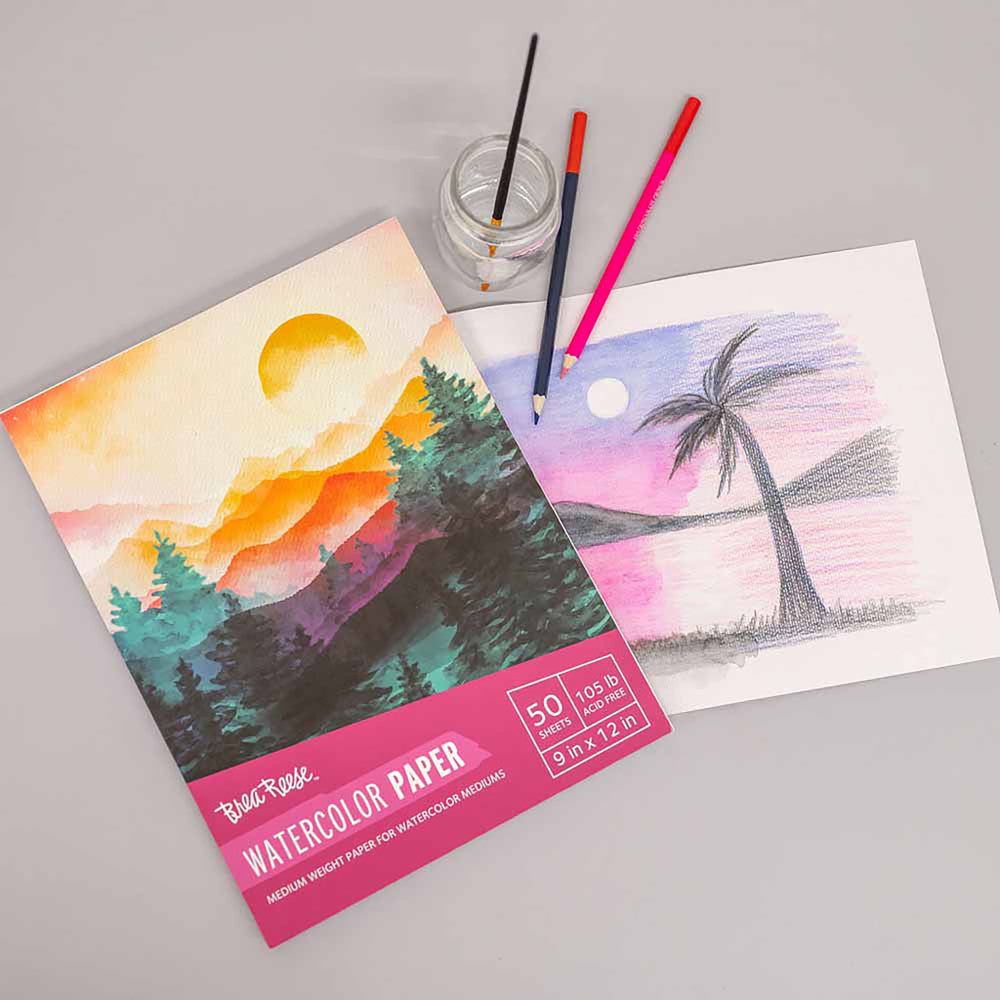 Brea Reese Watercolor Paper Pad - 50 Sheets, 9x12 Inches, 105lb, Acid Free - Perfect for Artists, Students & DIY Projects