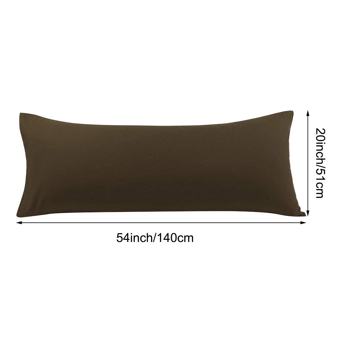 PiccoCasa Body Pillow Case - 20x54 Inch Soft Brushed Microfiber Pillow Cover with Envelope Closure - Hypoallergenic Long Body Pillowcase for Adults (Brown) - Perfect for Sleeping, Lounging & Pregnancy Support