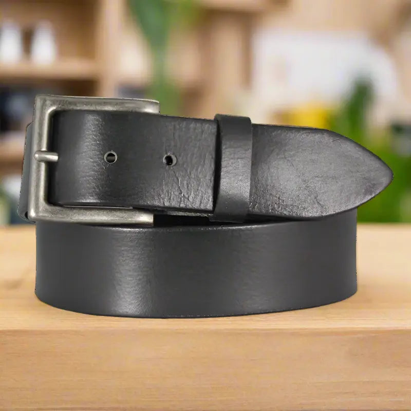 Premium Genuine Leather Belt for Men - Classic Solid Design - Durable & Stylish - Perfect for Casual, Business & Formal Wear