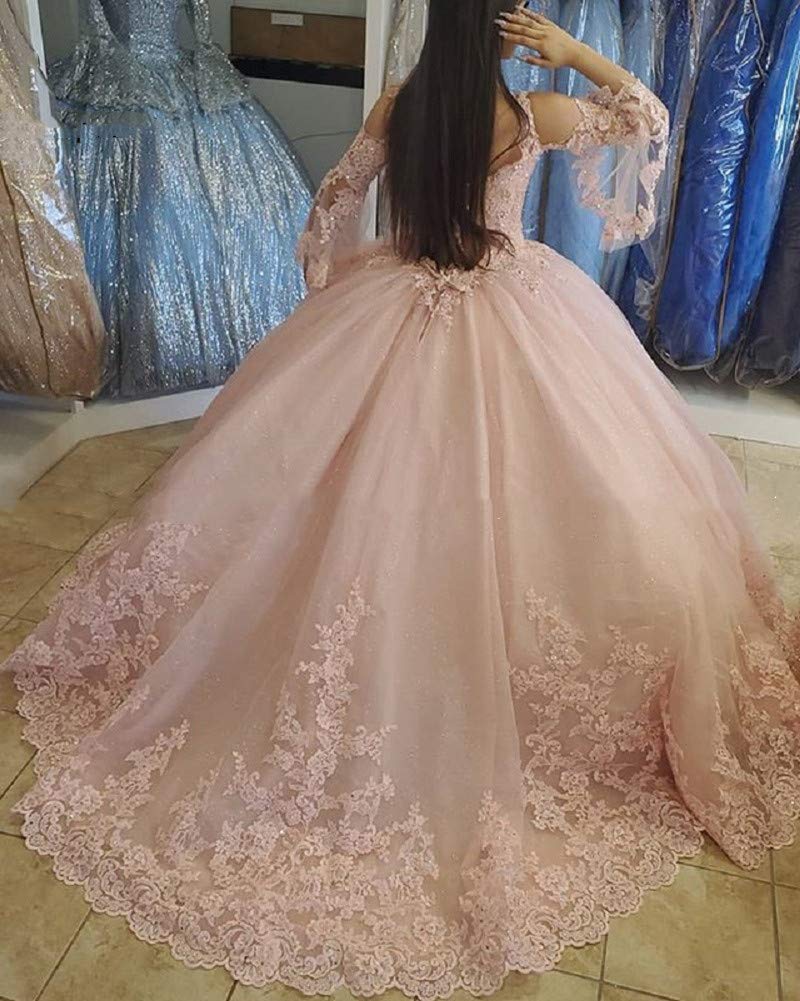 Elegant Women's V Neck Spaghetti Strap Quinceanera Dress with Applique Ball Gown - Perfect for Sweet 16, Prom, Homecoming & Formal Events