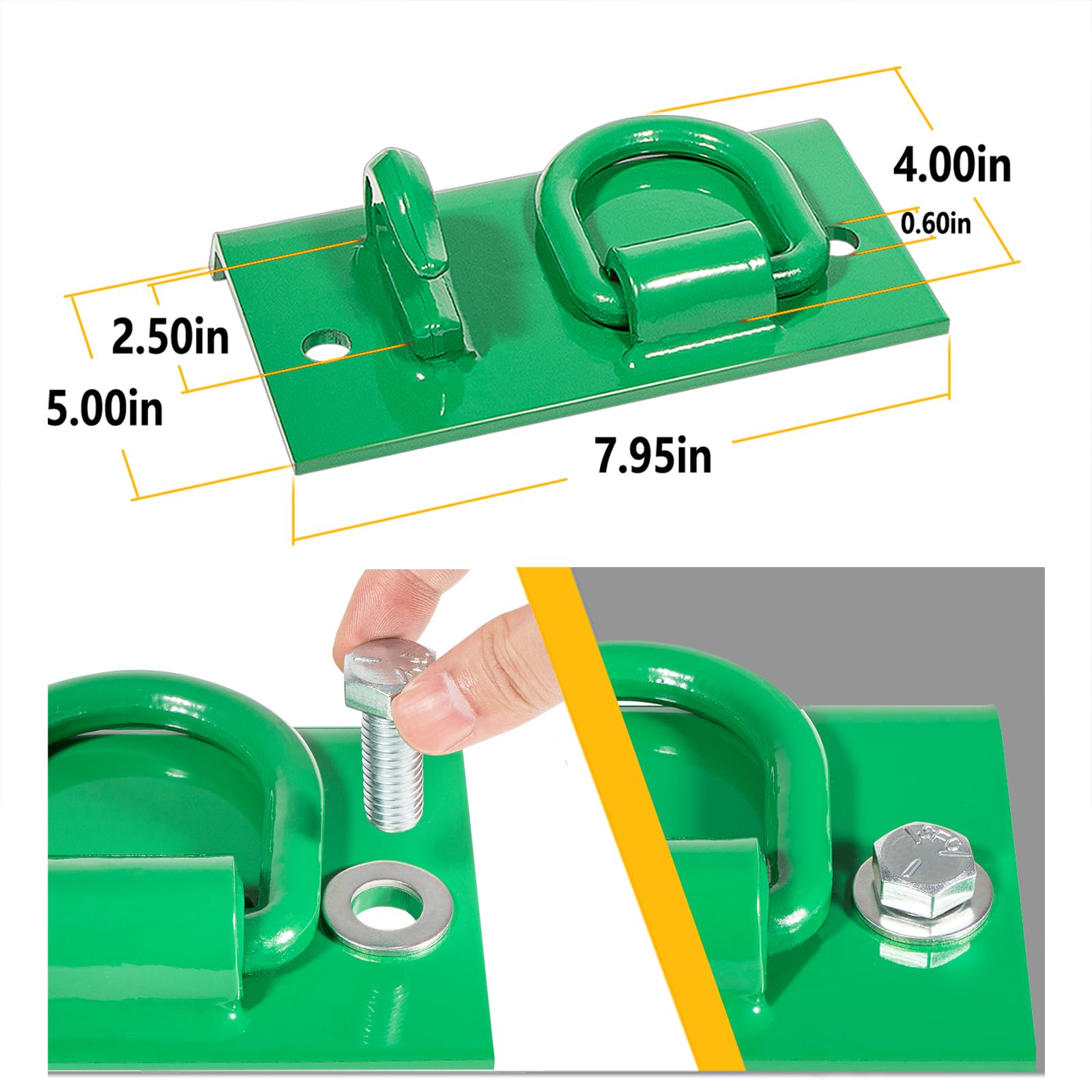 Heavy Duty Tractor Bucket Hook Grab Hooks - Fits John Deere 1025R, 2032R, 3320, 2520 & Other Compact Tractors - Bolt-On D Rings for Sub Compact & Compact Tractor Buckets - Perfect for Lifting, Hauling & Farm Equipment Attachment