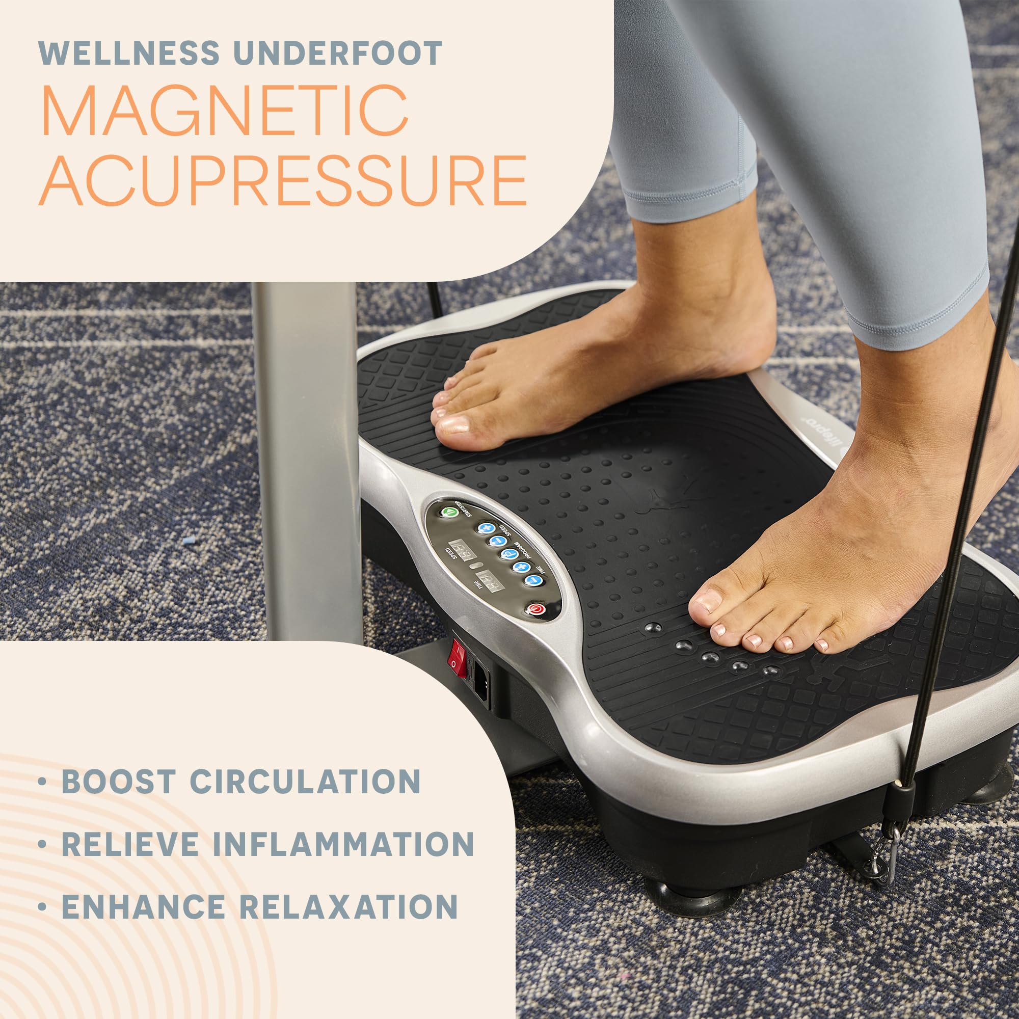 Lifepro Vibration Plate Exercise Machine with Magnetic Therapy - Full Body Workout Platform for Weight Loss, Muscle Toning & Recovery - Portable Vibration Trainer for Home Gym, Lymphatic Drainage & Fitness Enthusiasts - Perfect for Beginners, Seniors & Physical Therapy