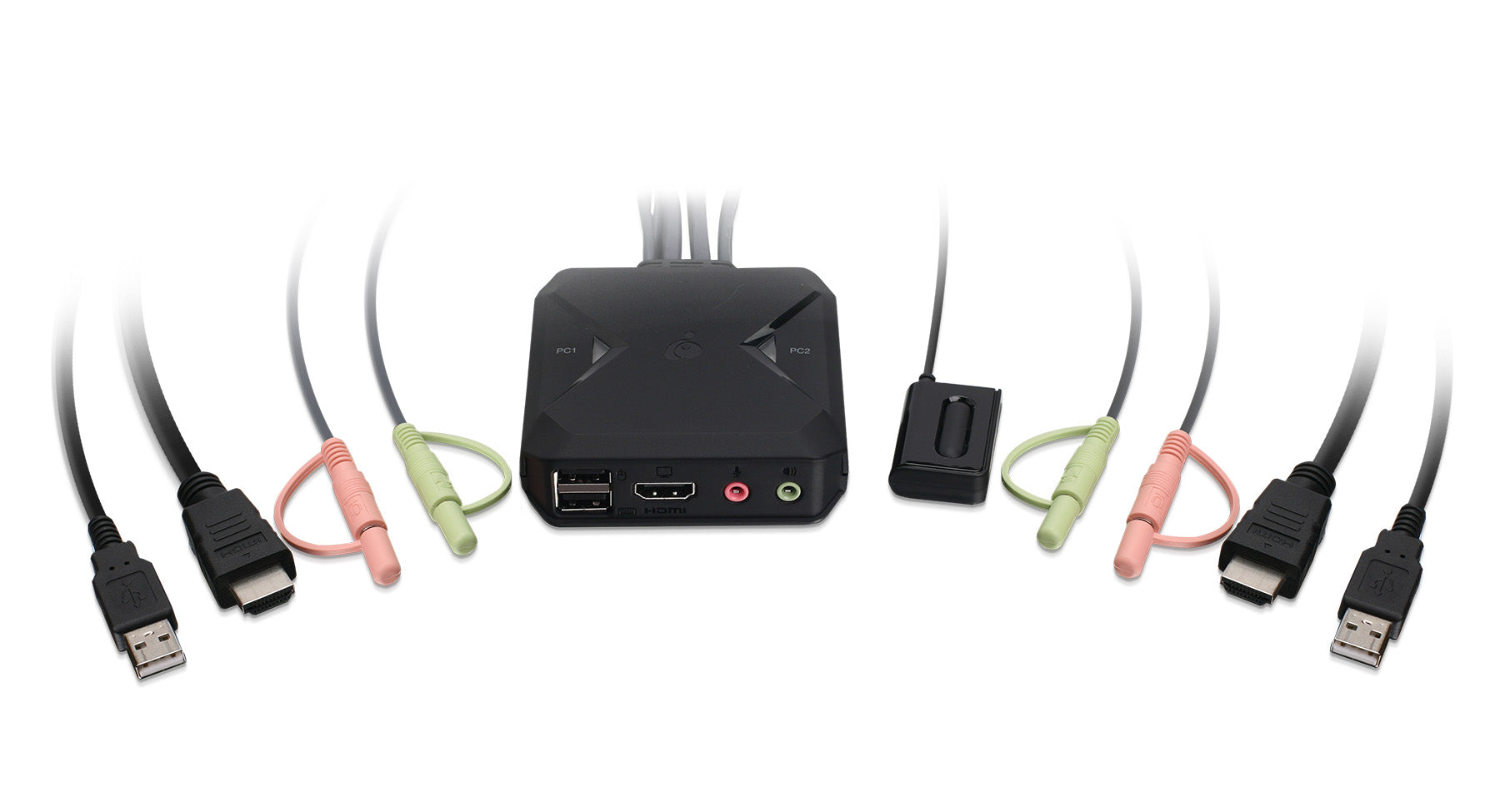 2 Port 4K HDMI KVM Switch with USB & Audio Support - Dual Monitor PC Laptop Switcher for Home Office & Gaming Setup