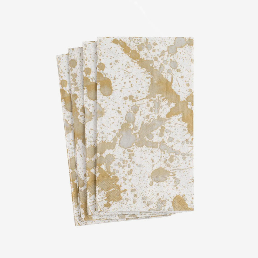 Caspari Splatterware Gold Napkins - Elegant Disposable Dinner Napkins for Parties, Weddings & Special Events - Premium Decorative Paper Napkins for Table Setting & Home Decor