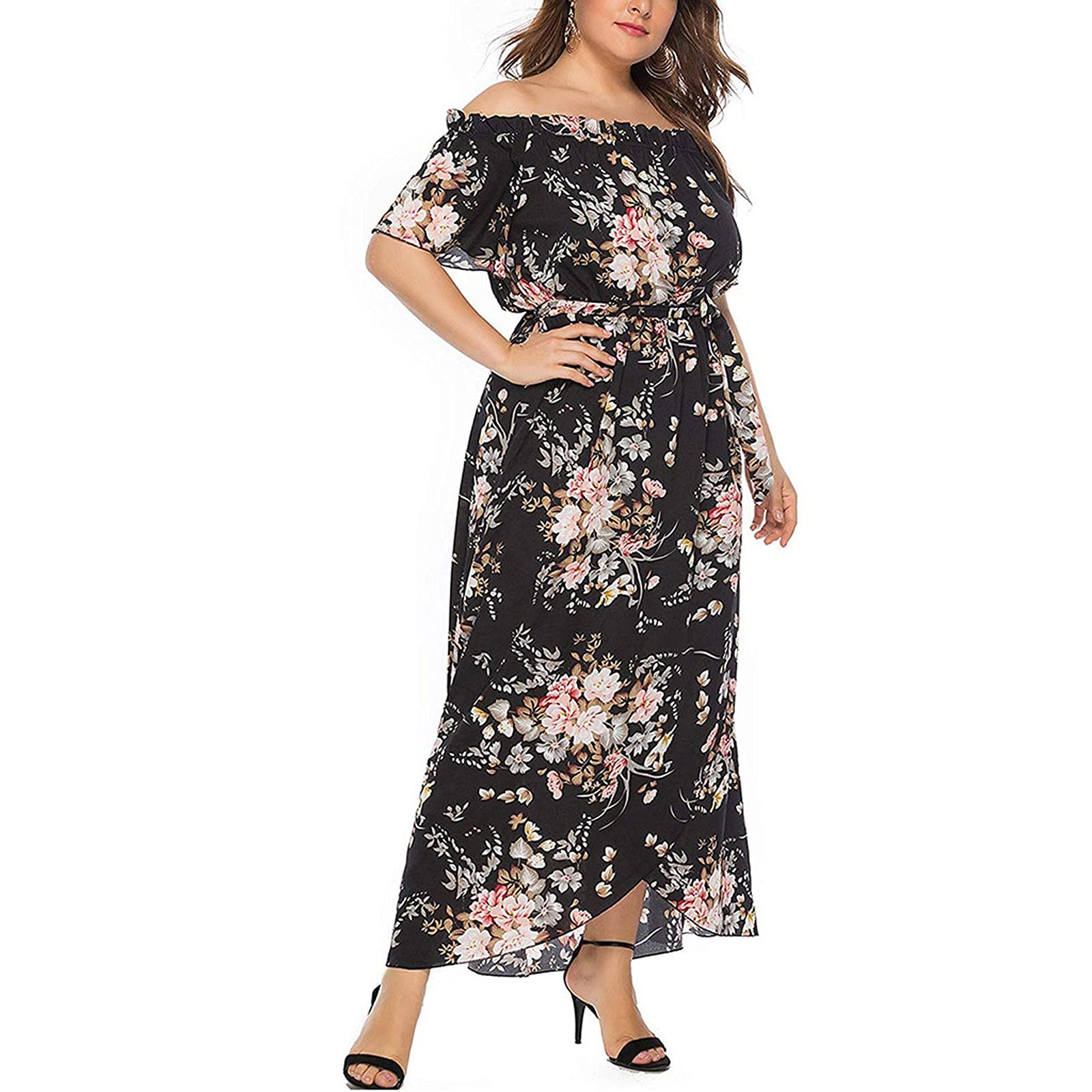 Elegant One-Shoulder Floral Print Maxi Dress for Women - Perfect for Summer Beach Vacations, Date Nights & Casual Outings