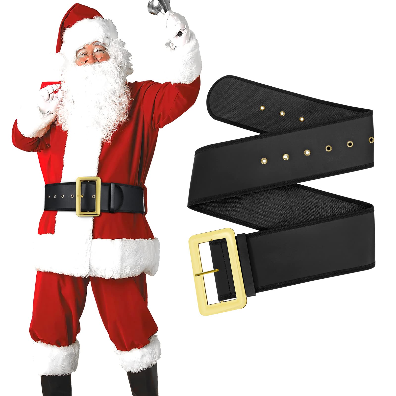 JASGOOD Black Santa Pirate Belt for Adults - Adjustable Costume Belt for Men & Women - Perfect for Christmas Cosplay, Halloween, and Themed Parties