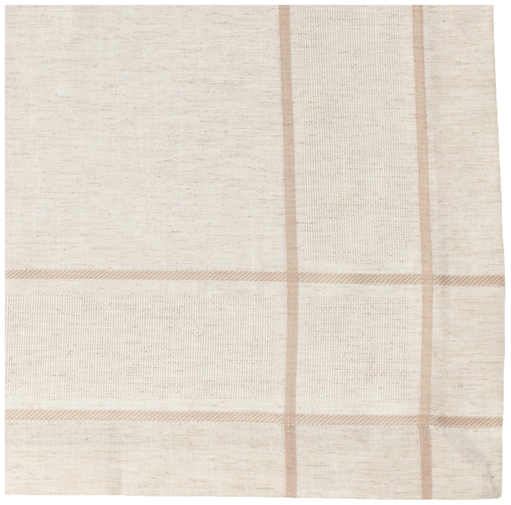 Premium SARO LIFESTYLE Polyester & Linen Blend Toscana Tablecloth - Hemstitch Border, Natural Color, 80 Inch Round - Perfect for Dining Room, Outdoor Patio & Special Occasions