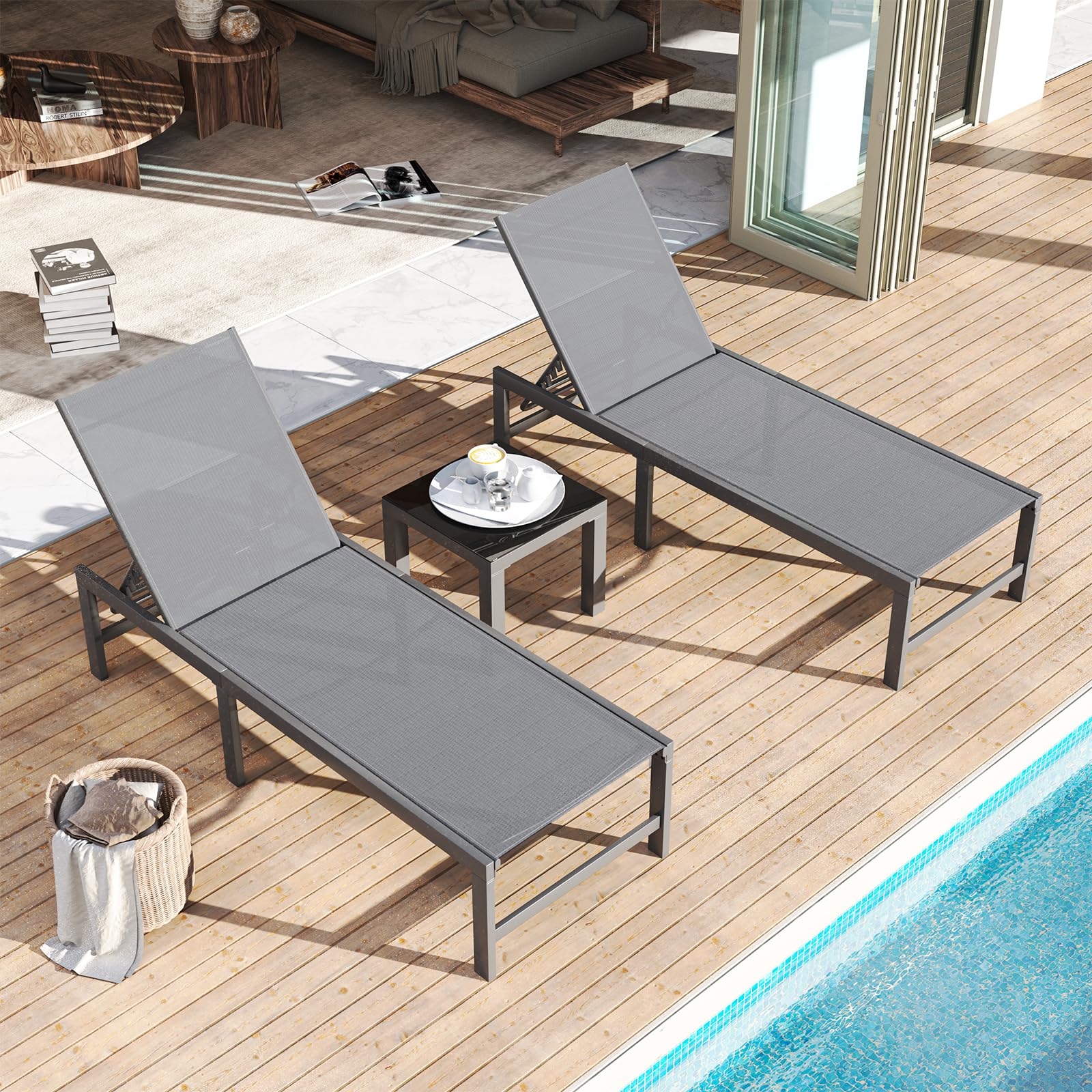 Amopatio 3-Piece Patio Chaise Lounge Set - 24.4