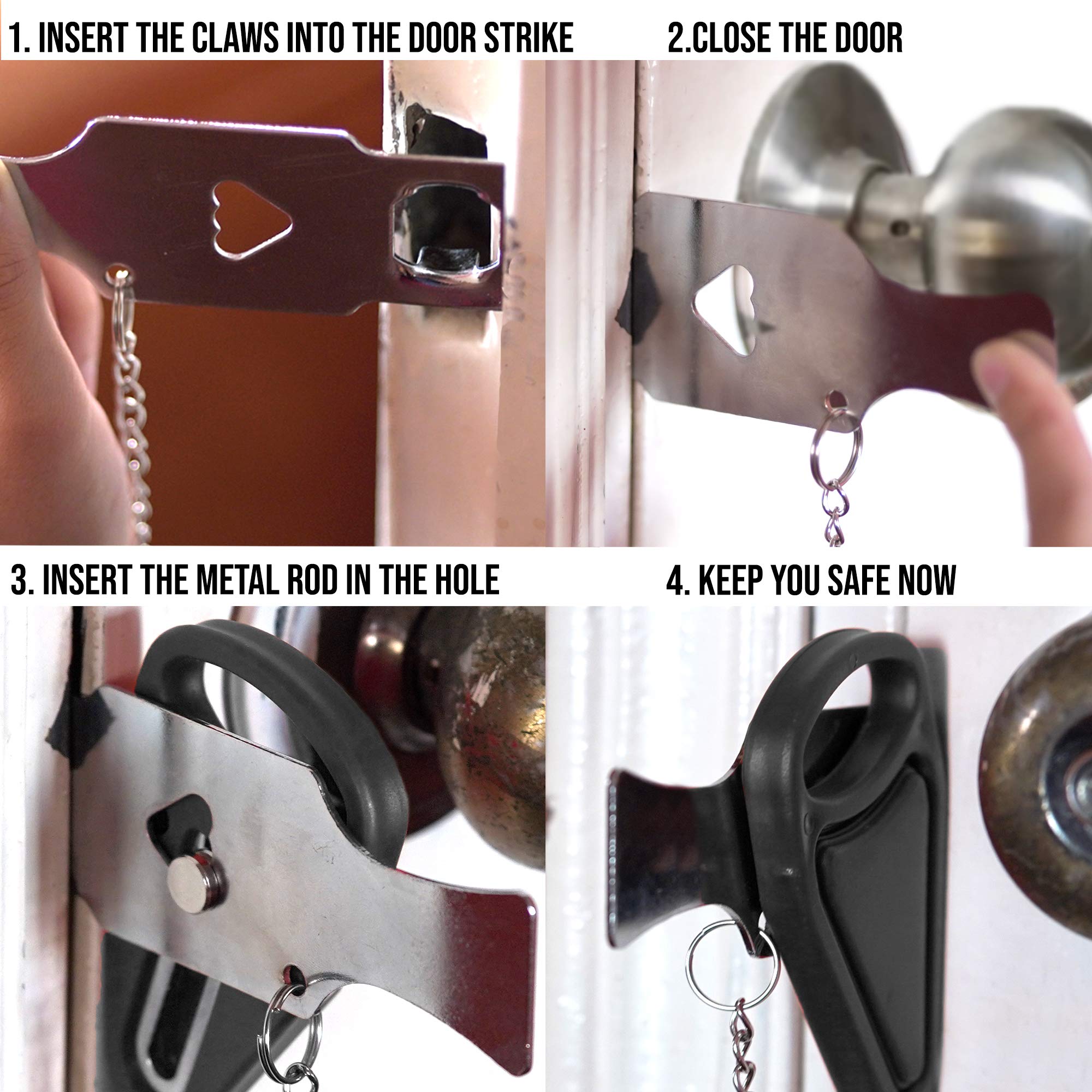 PrimeMart Portable Door Lock for Home Security - Travel Door Locker with Key for Extra Safety & Privacy | Ideal for Hotels, Apartments, Bedrooms, College Dorms & Airbnb Stays