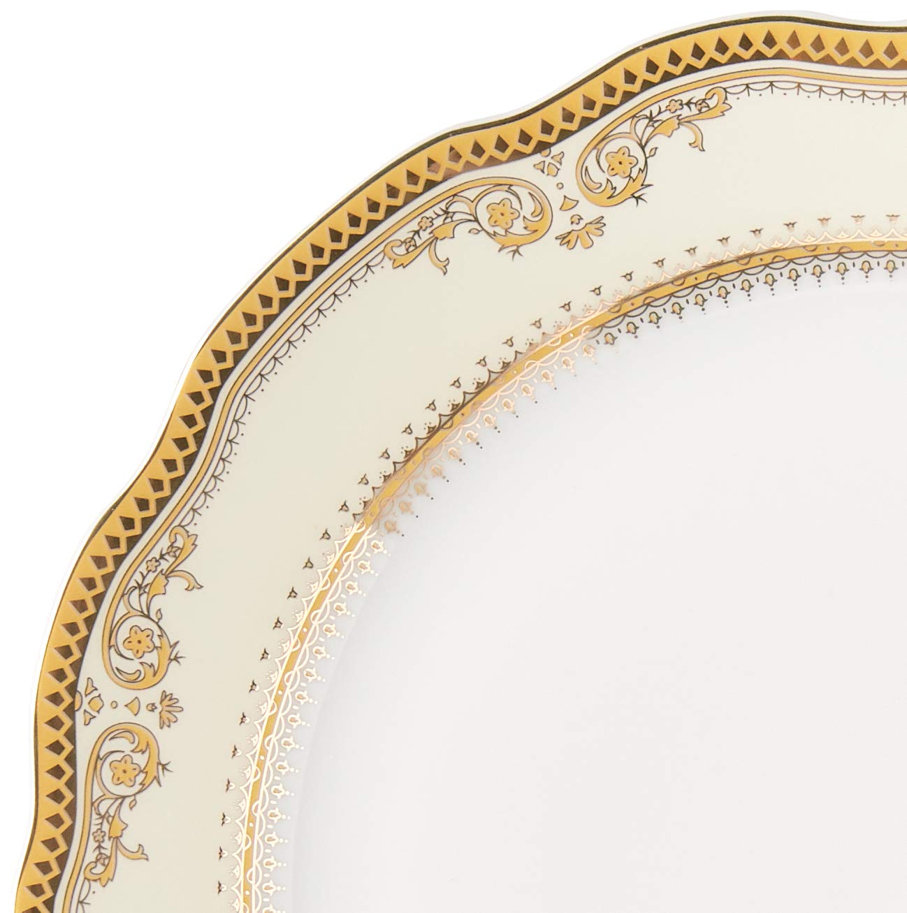 Lorren Home Trends 24-Piece Isabella Porcelain Dinnerware Set with Wavy Edge - Elegant White Dish Set for Formal Dining, Dinner Parties & Holiday Entertaining