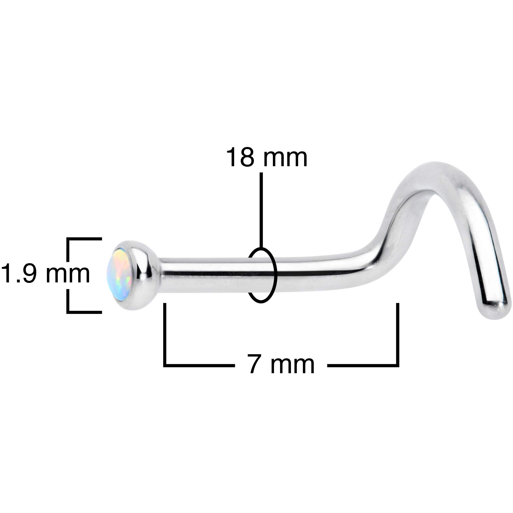 18G Titanium Nose Screw Ring - 2mm Press Fit Nose Stud with Synthetic Opal - Hypoallergenic Body Jewelry (0.27