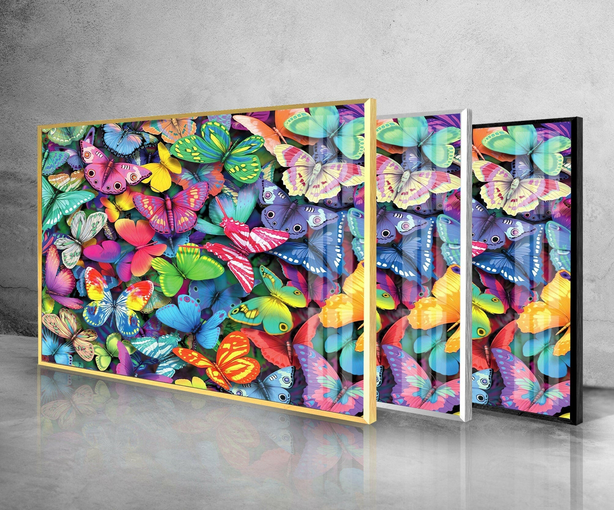Vibrant Butterfly Glass Wall Art Decor - Handmade Stained Glass Mosaic for Living Room, Bedroom, Nursery & Office Decor